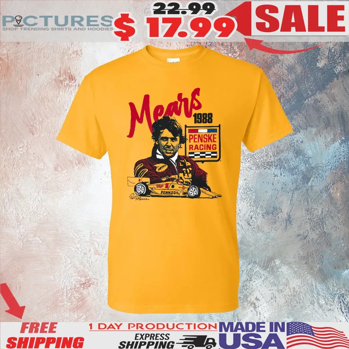 Rick Mears Penske Racing 1988 T Shirt 3 Rick Mears Penske Racing 1988 T Shirt