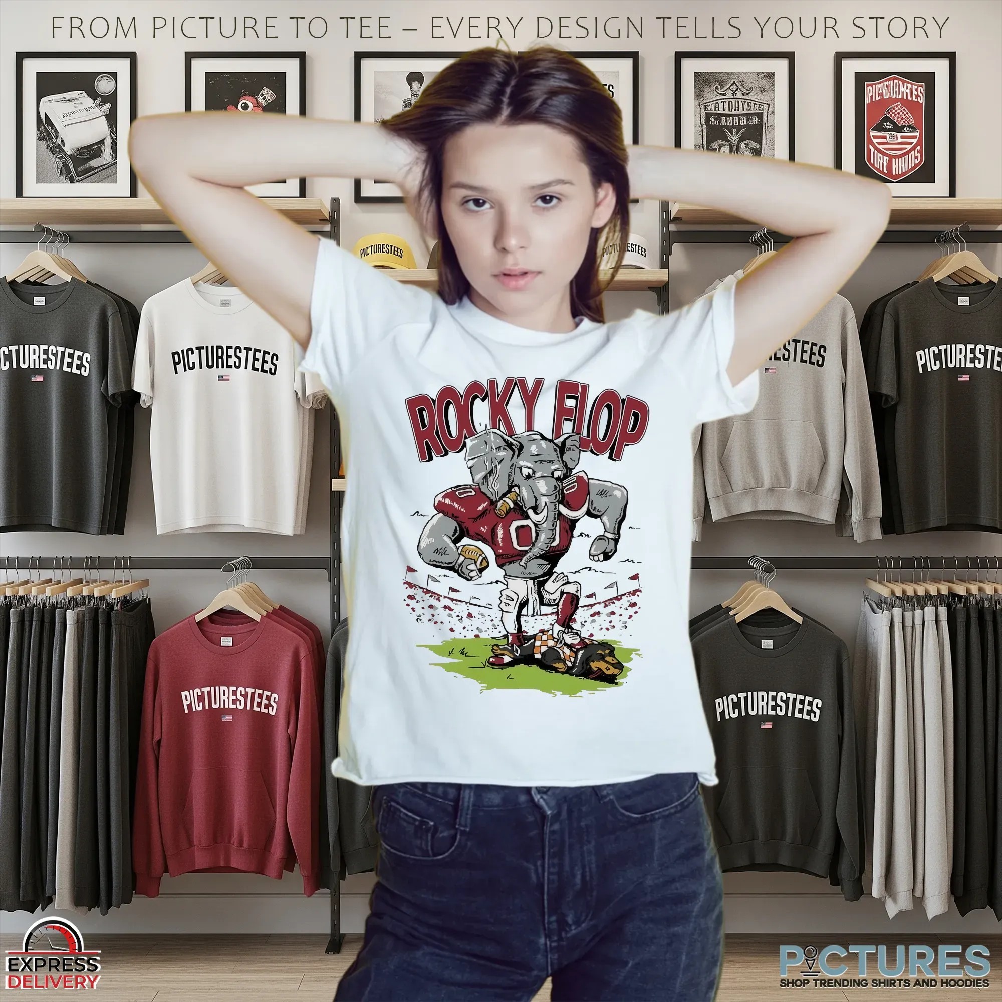 Rocky Flop Alabama Beat Tennessee Mascot Graphic T Shirt