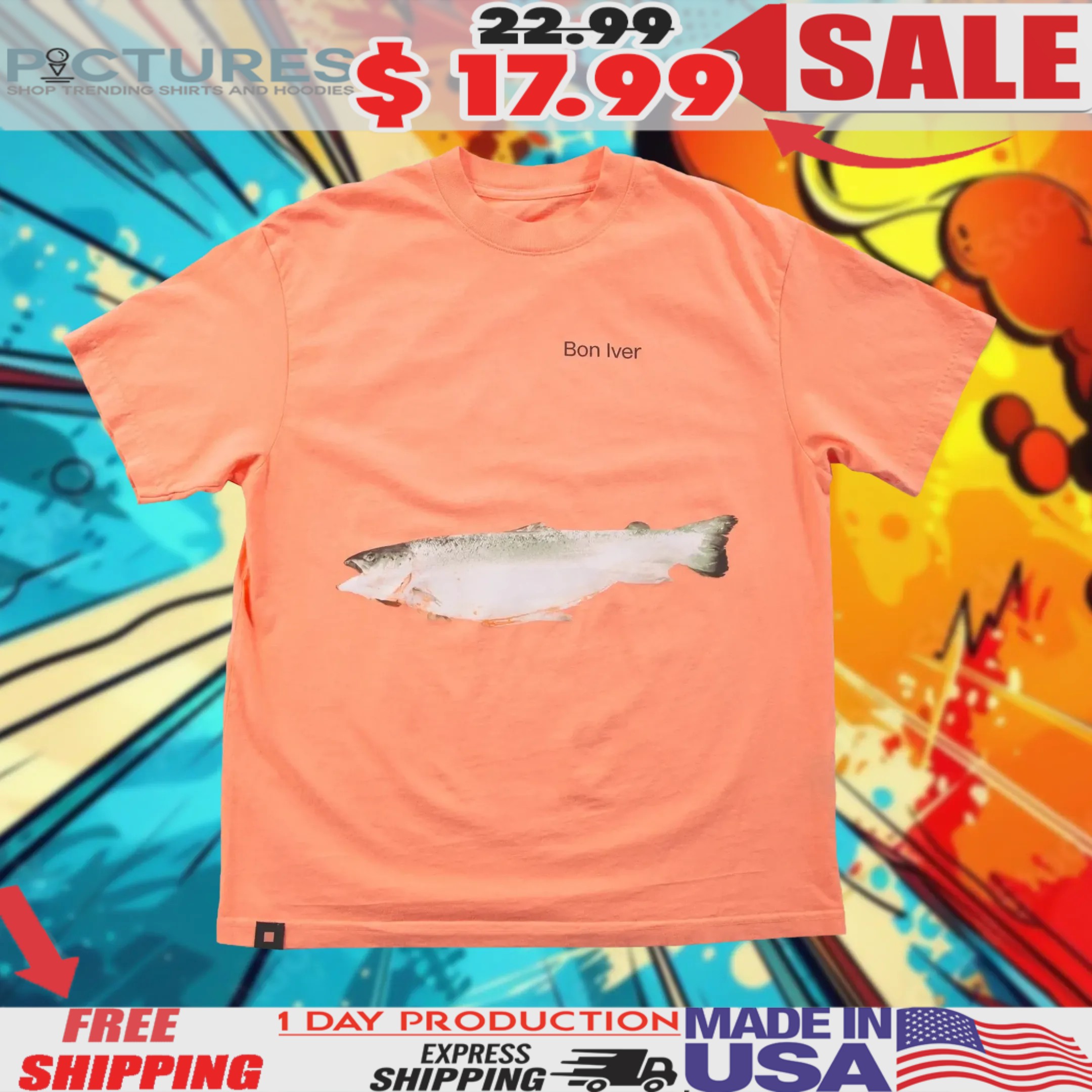 Salmon Bon Iver Shirt