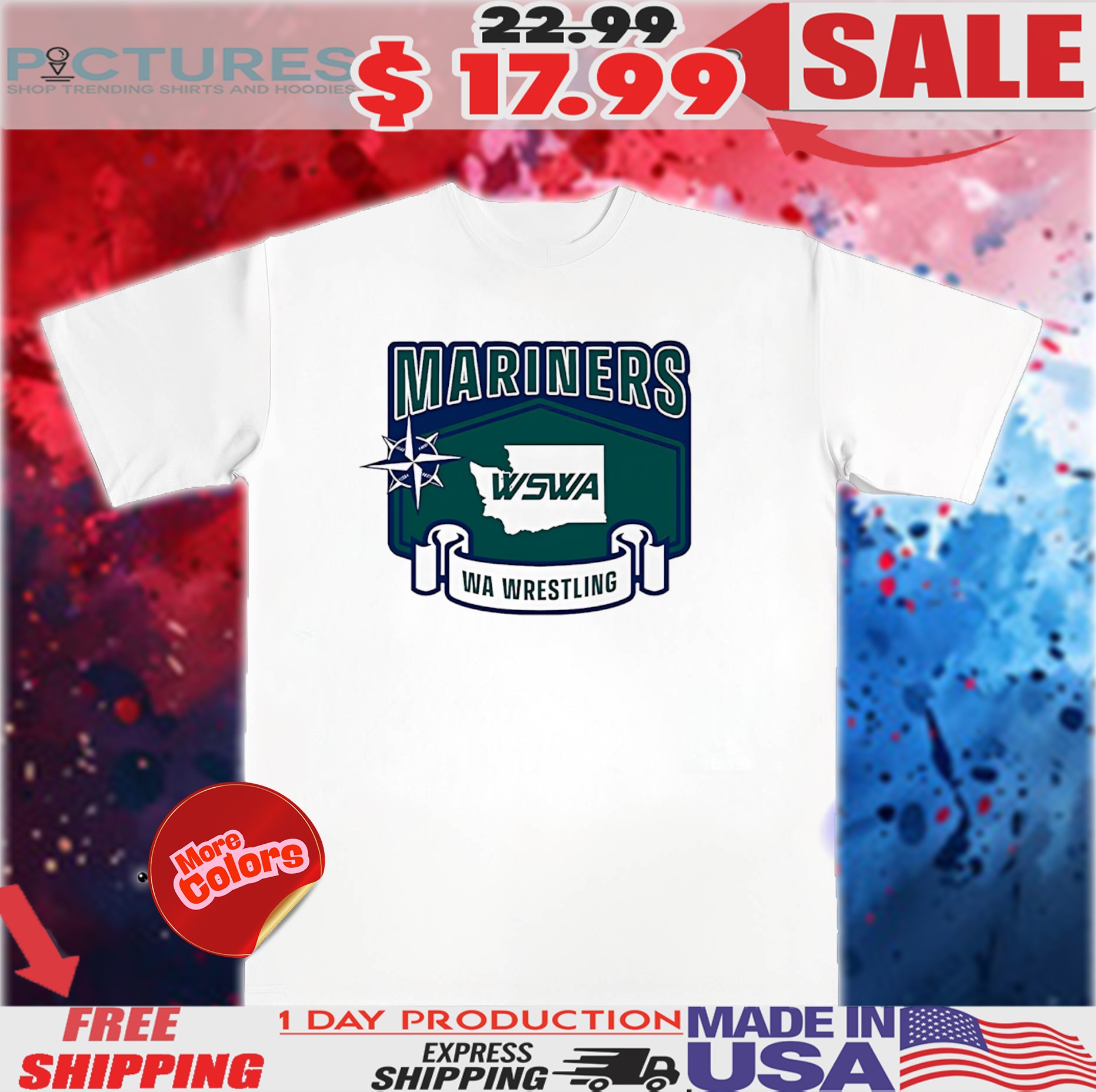 Seattle Mariners Washington State Wrestling Association shirt
