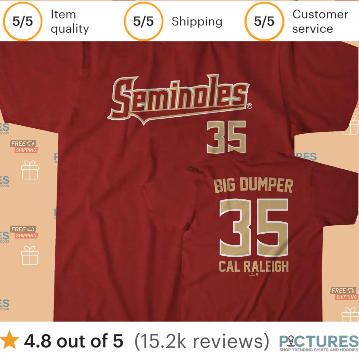 Seminoles 35 Big Dumper Cal Raleigh Player T Shirt
