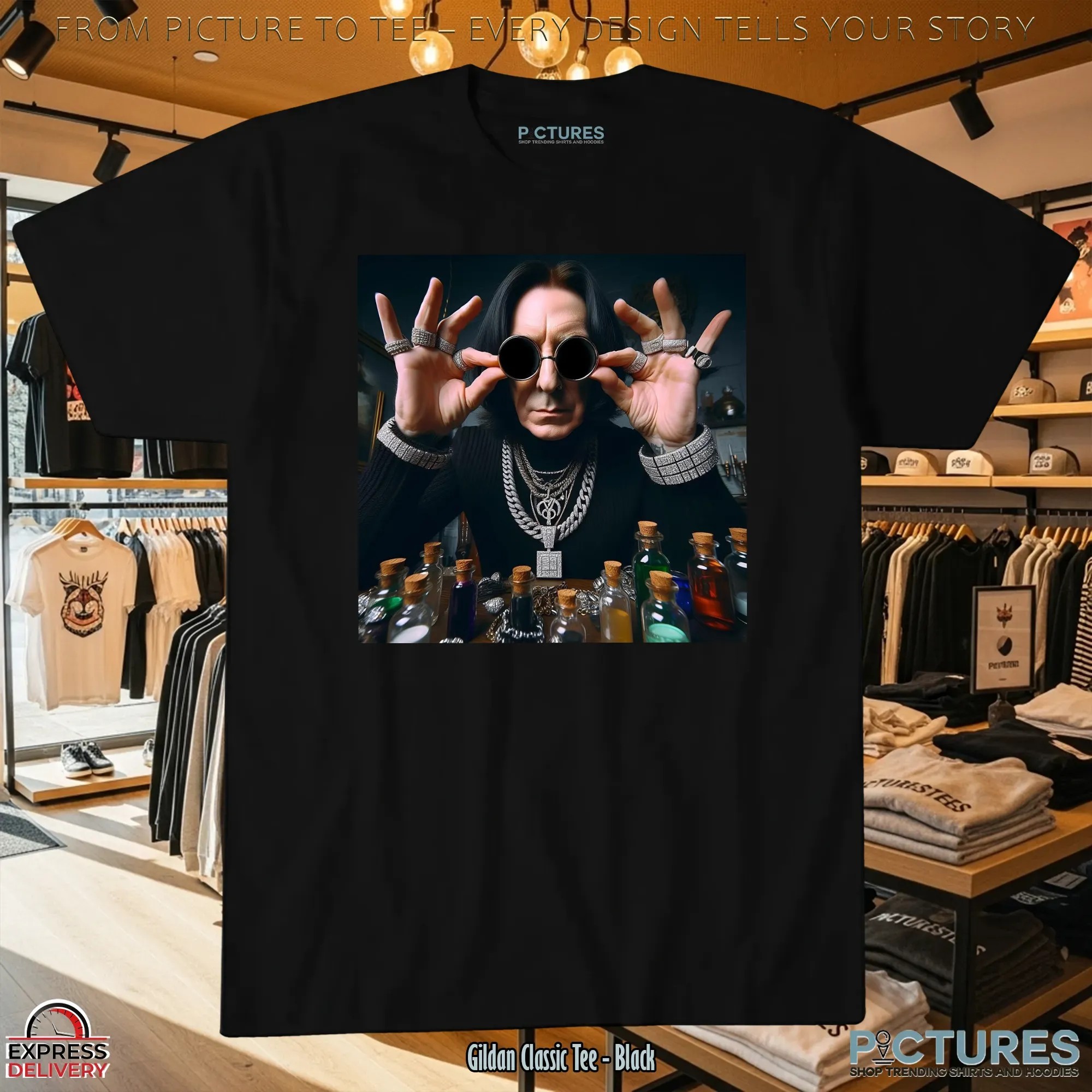 Severus Shizzle Harry Potter AI Generated Iced Out T Shirt