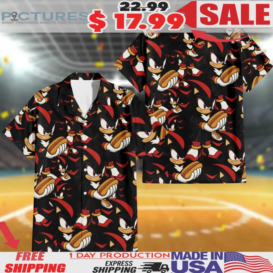 Shadow The Hedgehog Hot Dog Hawaiian Button Up Shirt 2 Shadow The Hedgehog Hot Dog Hawaiian Button Up Shirt