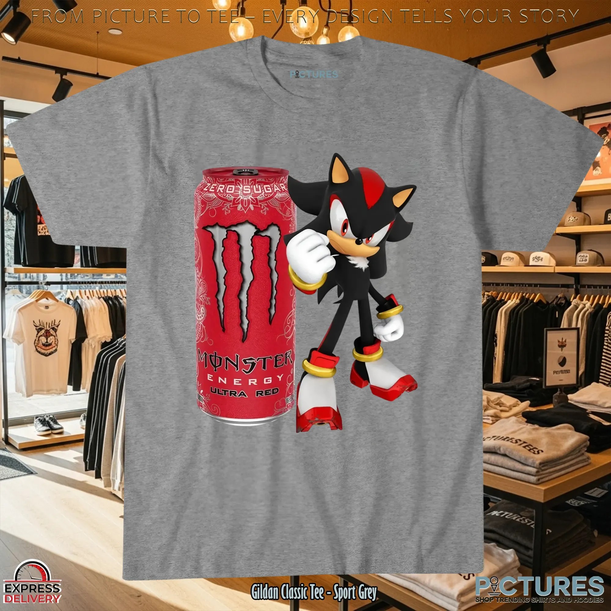 Shadow the Hedgehog Monster Energy Ultra Red T Shirt