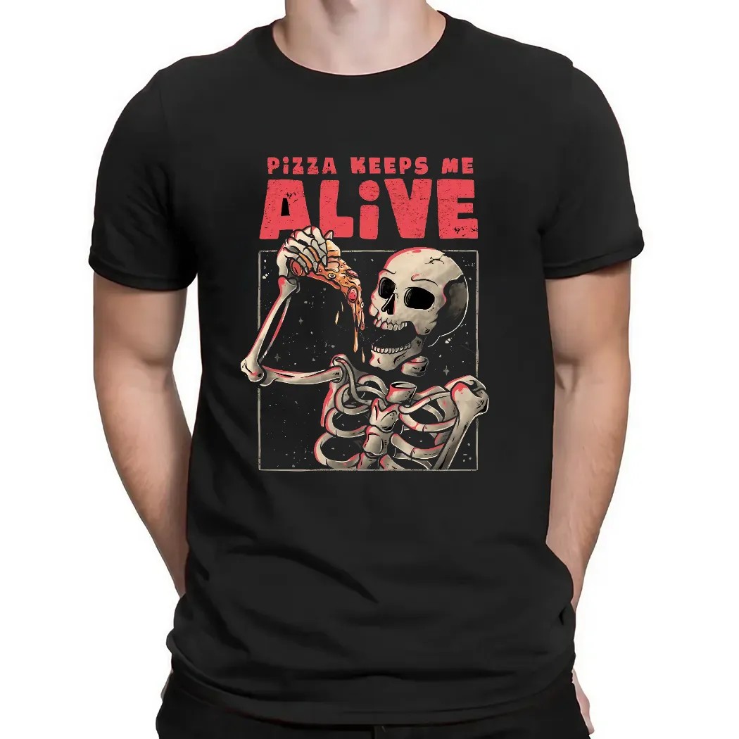 Skeleton Pizza Keep Me Alive T Shirt