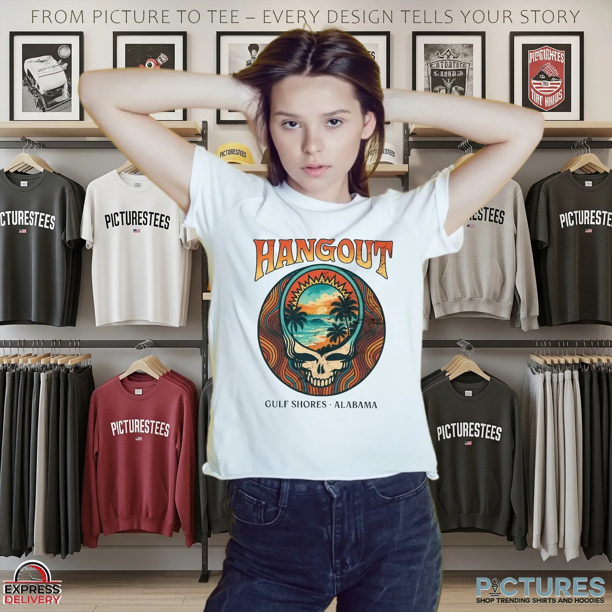 Skull Hang out Grateful Dead Alabama T Shirt 9 Skull Hang out Grateful Dead Alabama T Shirt
