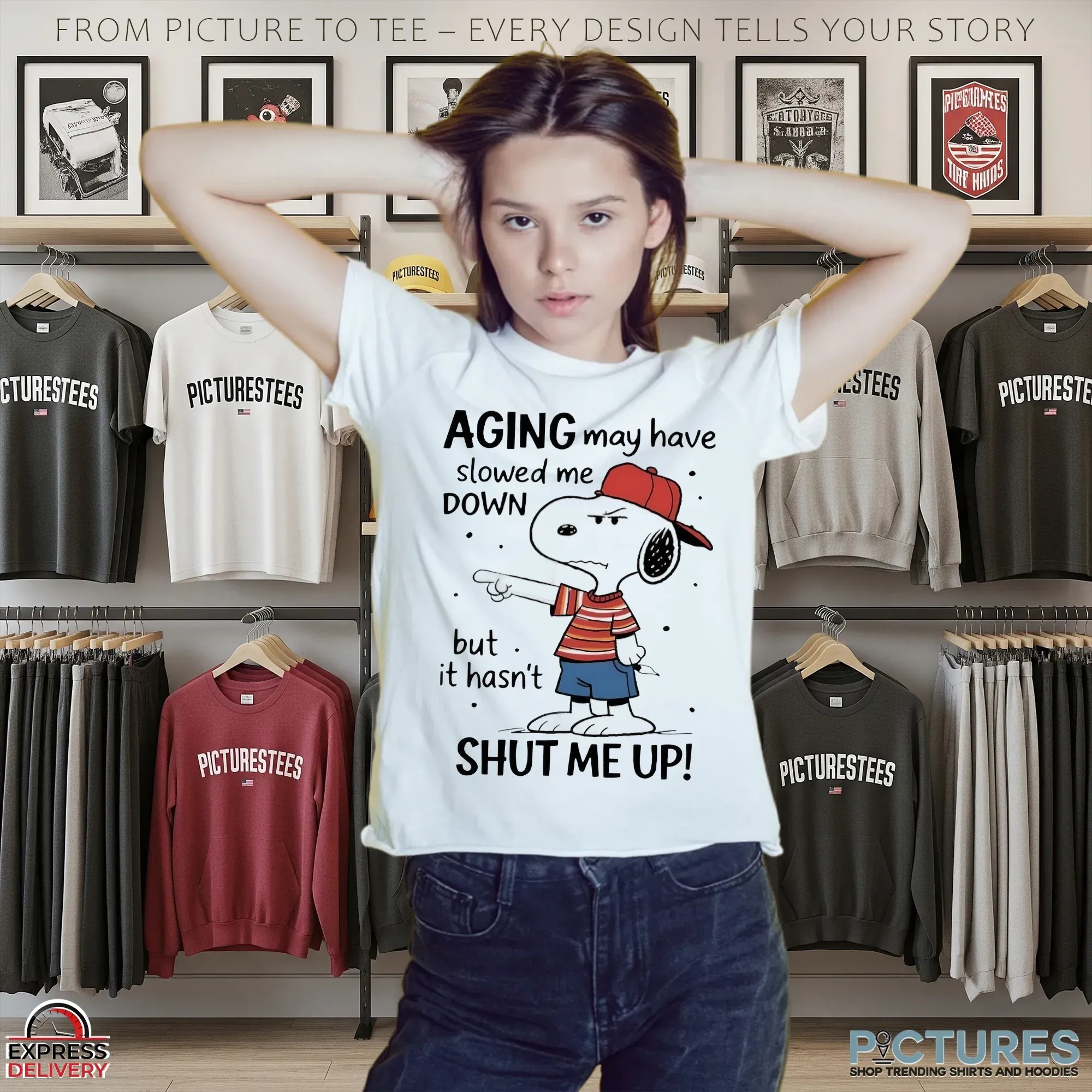 Snoopy Aging May Have Slowed Me Down But It Hasn't Shut Me Up The Peanuts Meme T Shirt