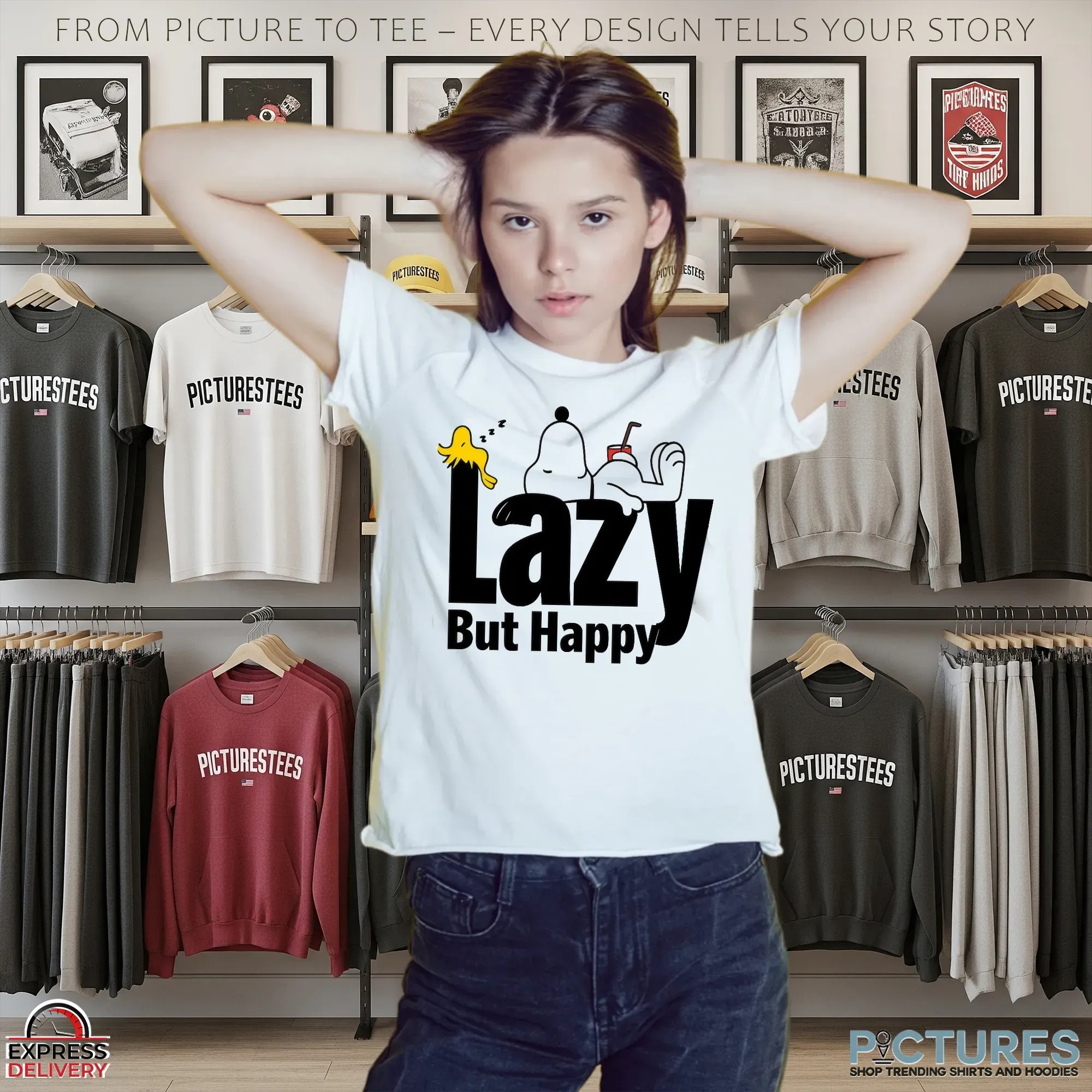 Snoopy And Woodstock Lazy But Happy T Shirt