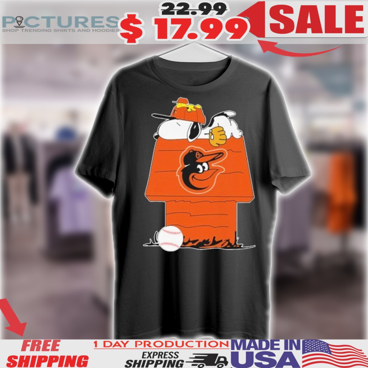 Snoopy And Woodstock Sleeping Dog House Baltimore Orioles Shirt 1 Snoopy And Woodstock Sleeping Dog House Baltimore Orioles Shirt