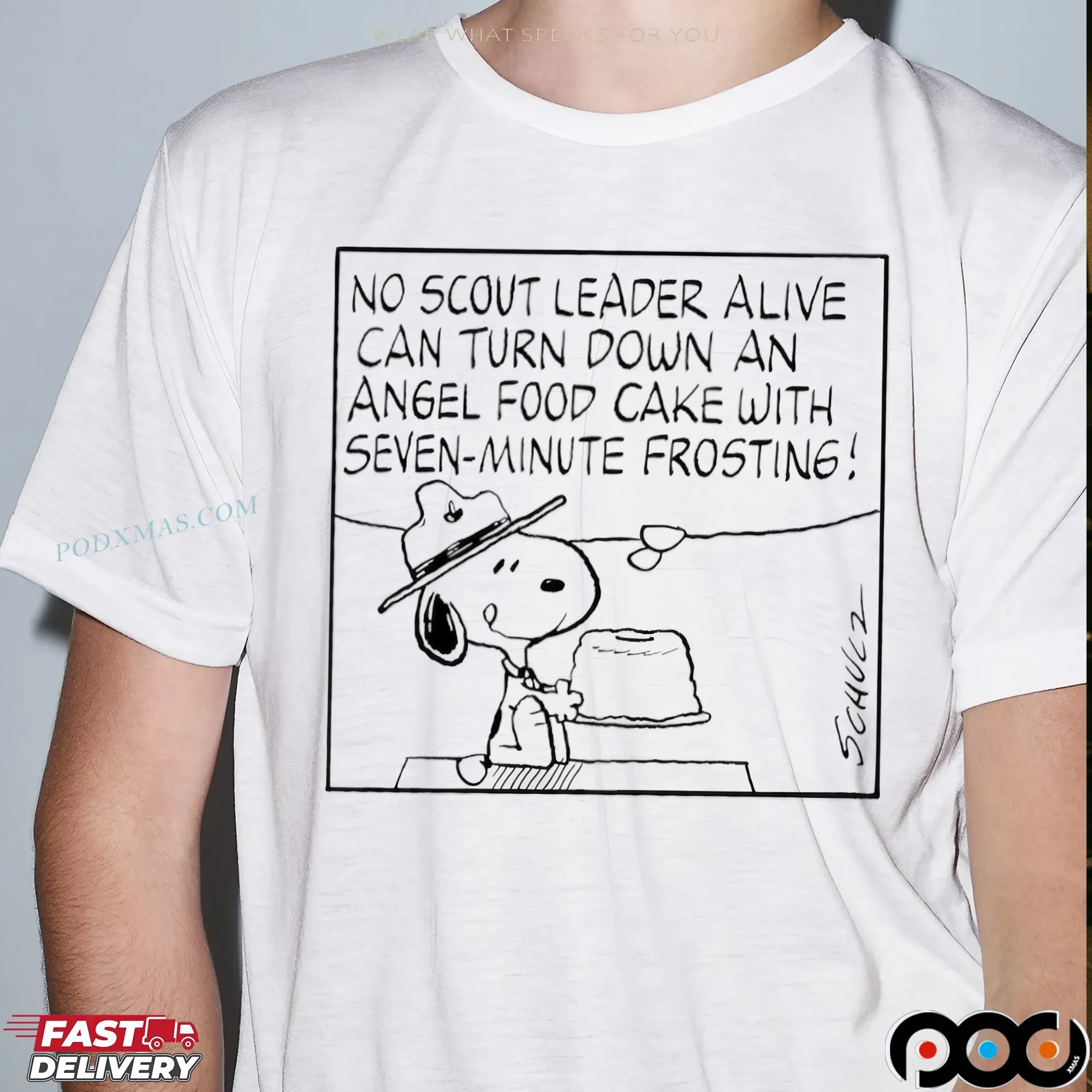 Snoopy No Scout Leader Alive Can Turn Down An Angel Food Cake With Seven Minute Frosting T Shirt
