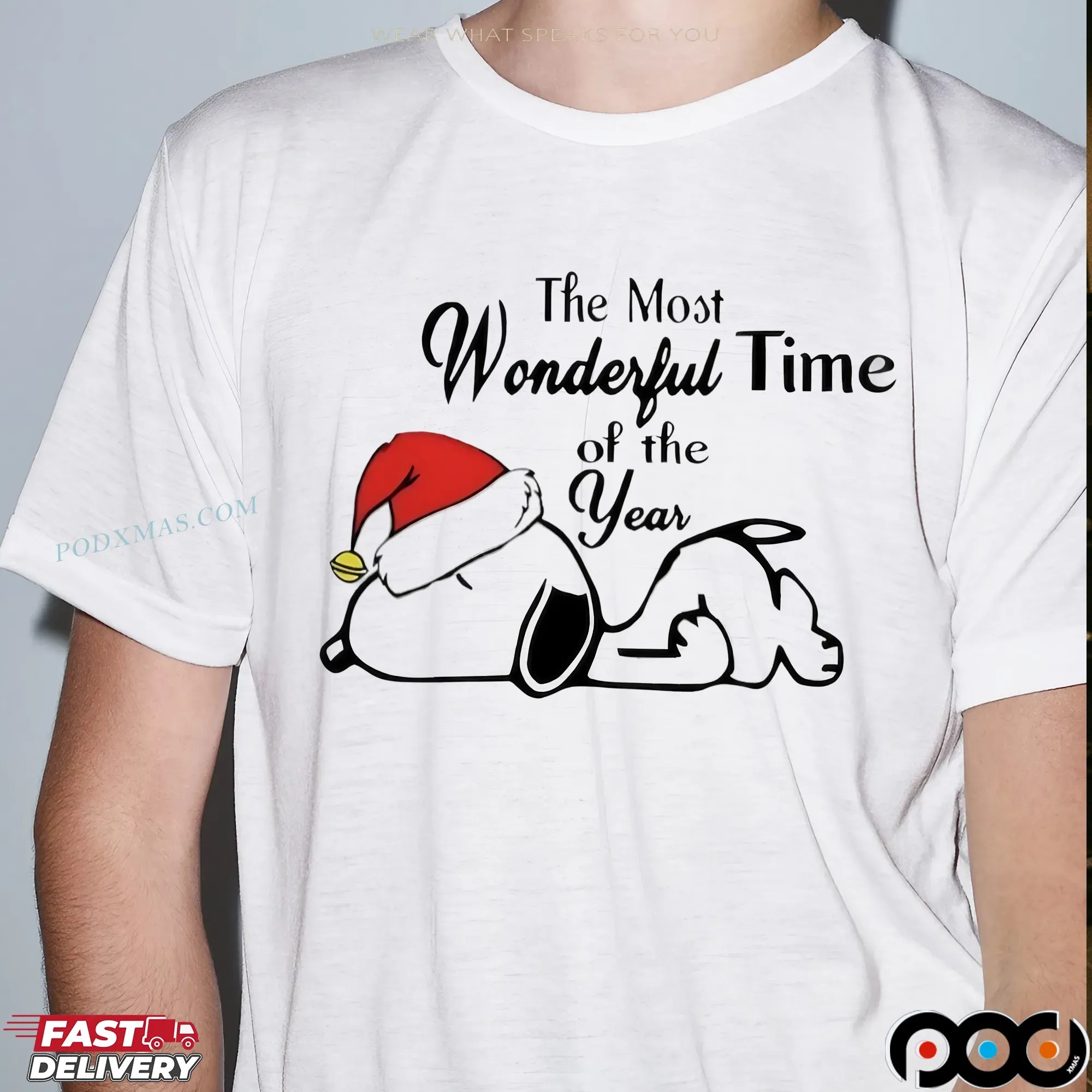 Snoopy Santa Hat The Most Wonderful Time Of The Year Christmas T Shirt