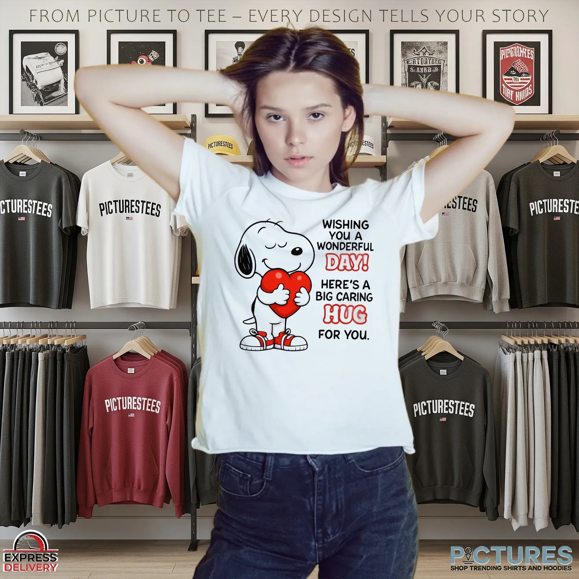 Snoopy Wishing You A Wonderful Day Here’s A Big Caring Hug For You T Shirt