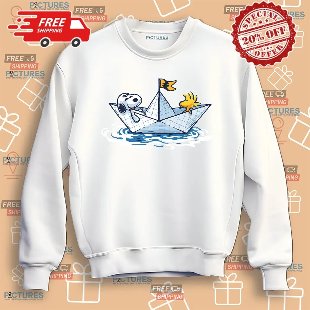 Snoopy and WoodStock Paper Boat Journey Shirt 8 Snoopy and WoodStock Paper Boat Journey Shirt