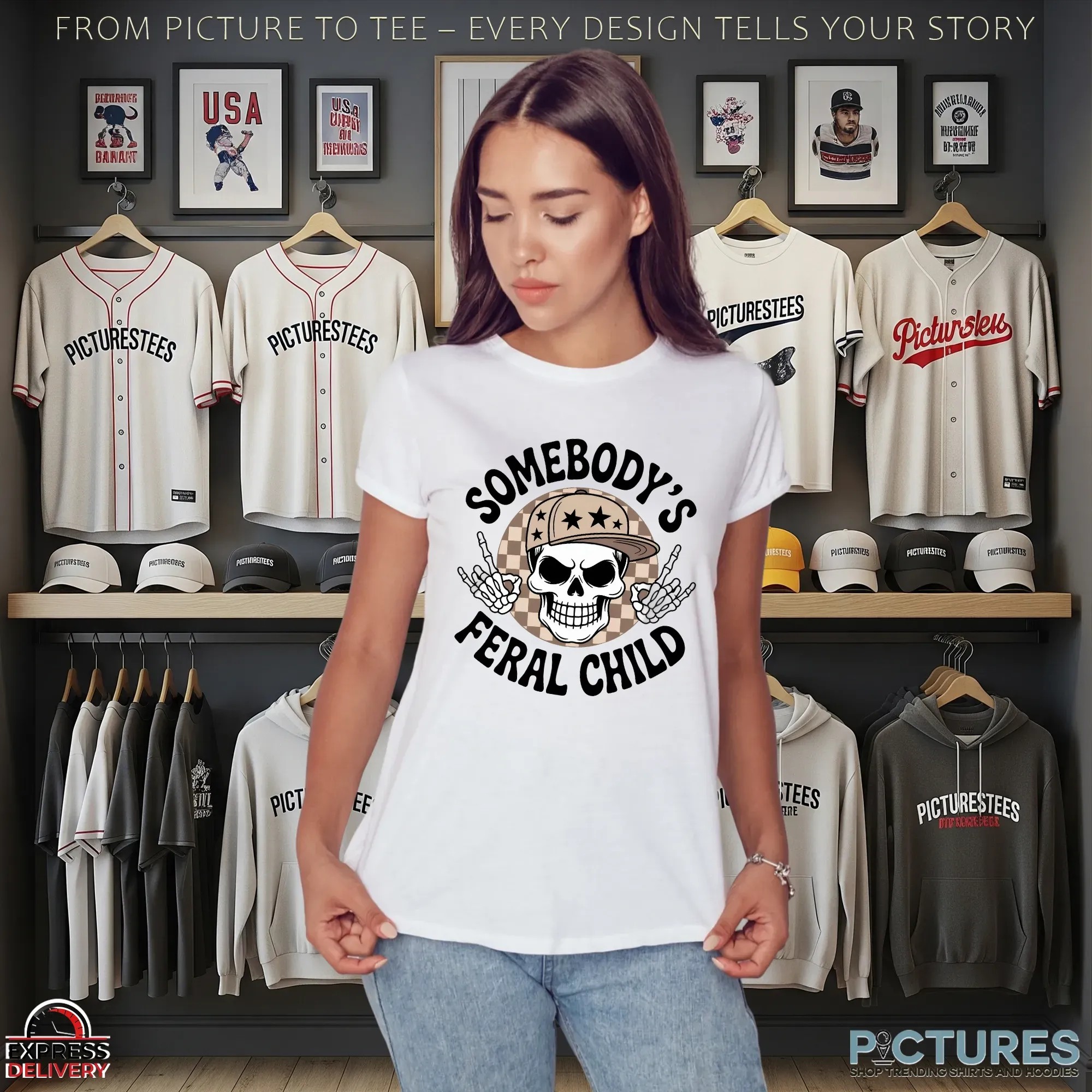 Somebody's Feral Child Skull T Shirt