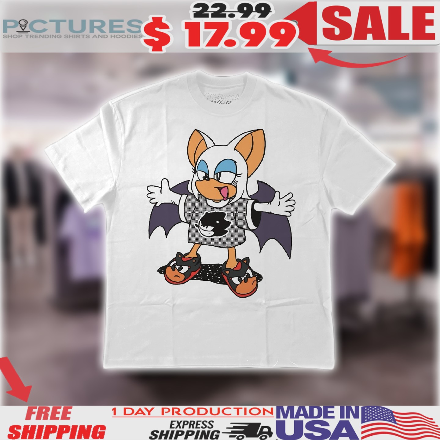 Sonic Rouge The Bat Wearing Shadow Shoes Shirt 1 Sonic Rouge The Bat Wearing Shadow Shoes Shirt