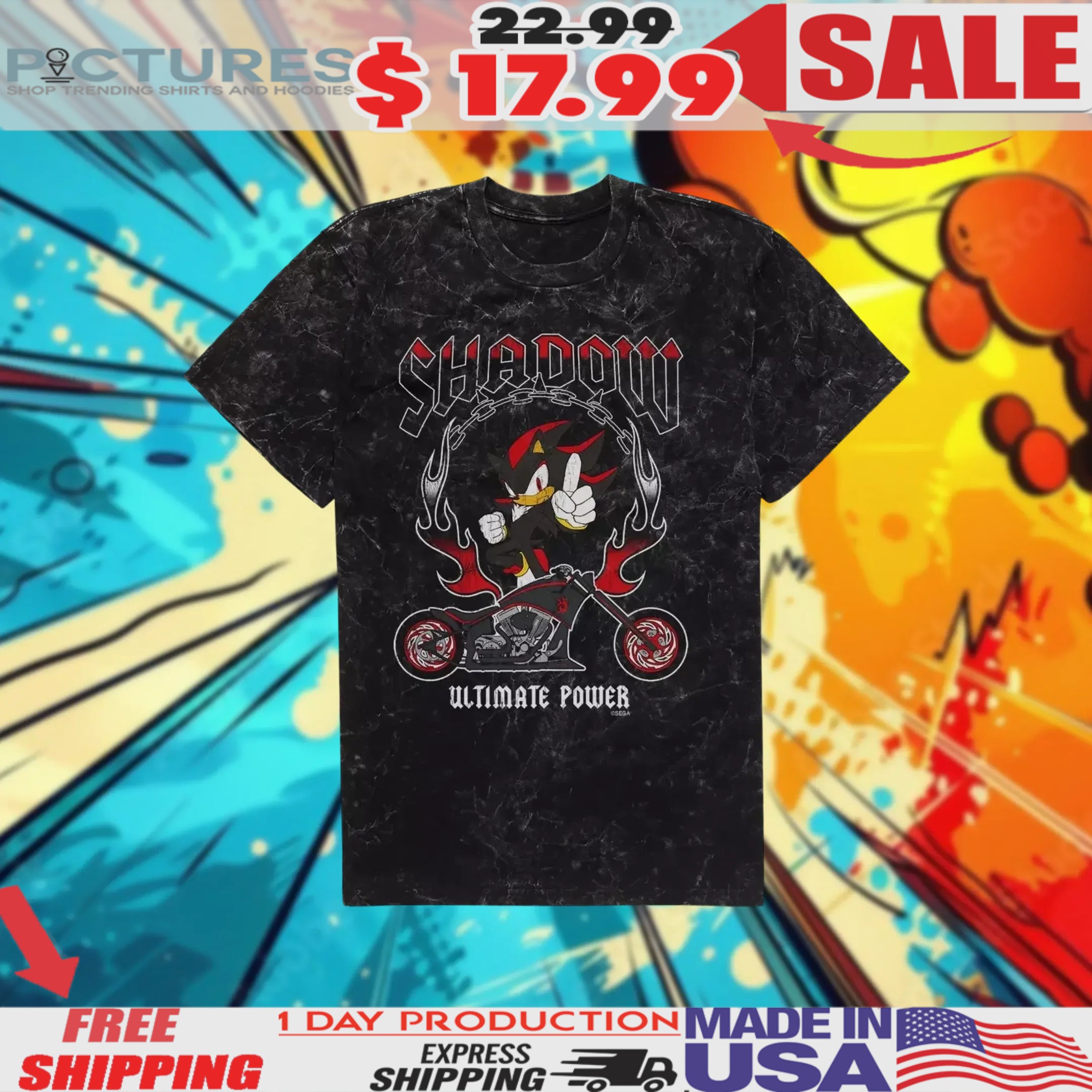 Sonic The Hedgehog Shadow Ultimate Power Biker Shirt