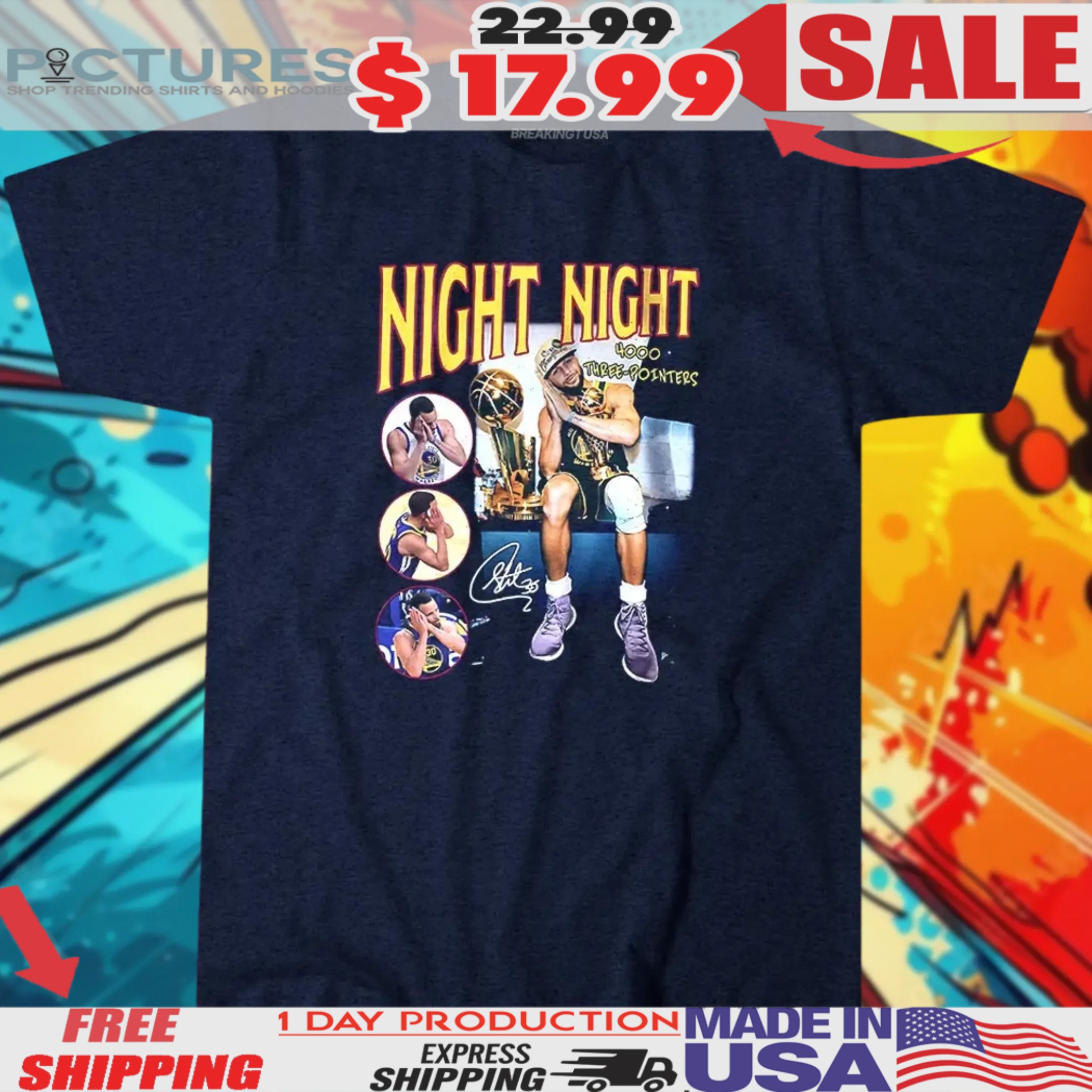 Steph Curry Night Night 4000 Three Pointers Signature Shirt