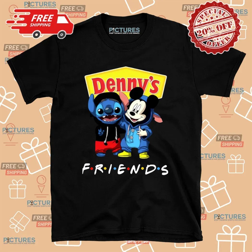 Stitch And Mickey Mouse Denny’s Friends Parody T Shirt