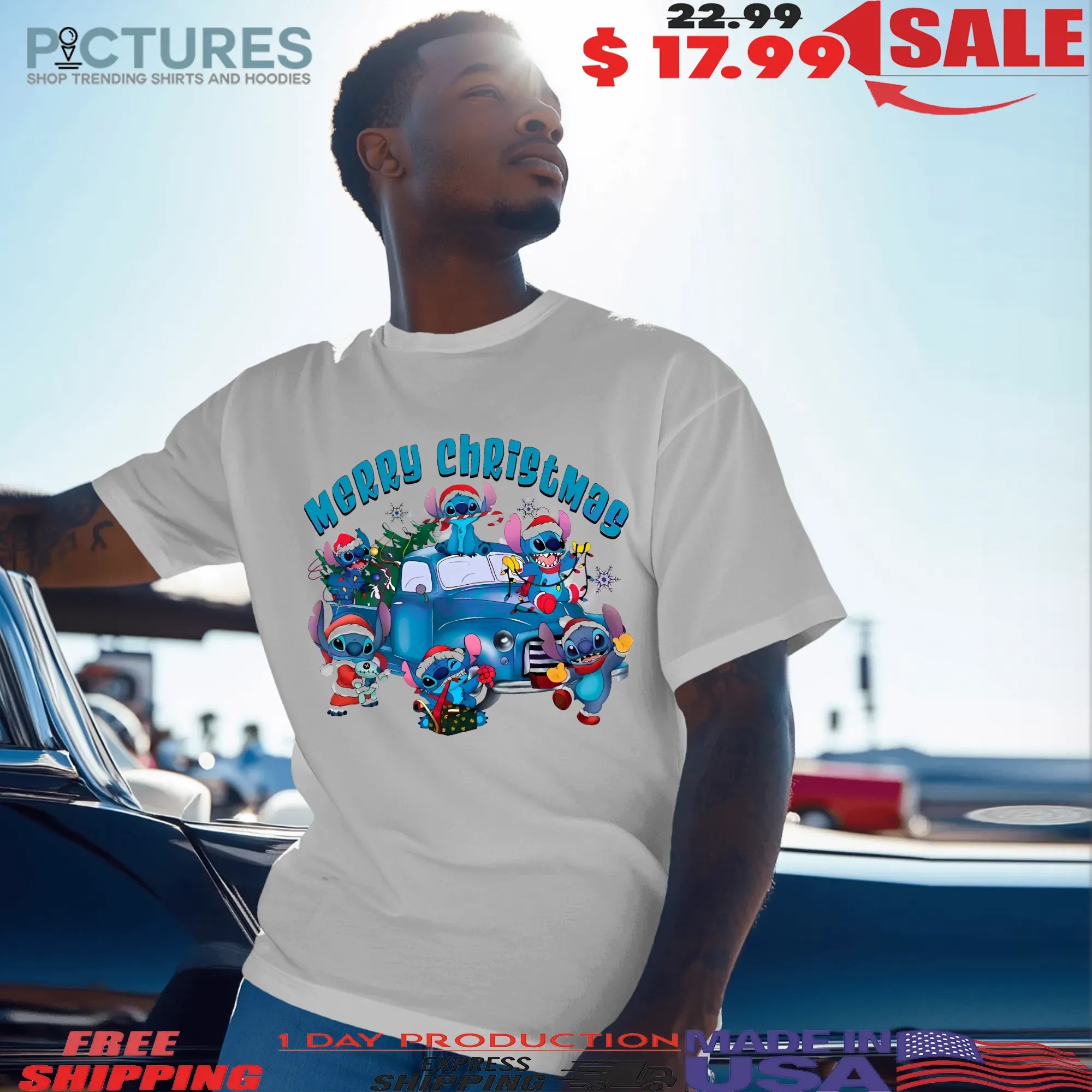 Stitch Merry Christmas 2025 Truck T Shirt