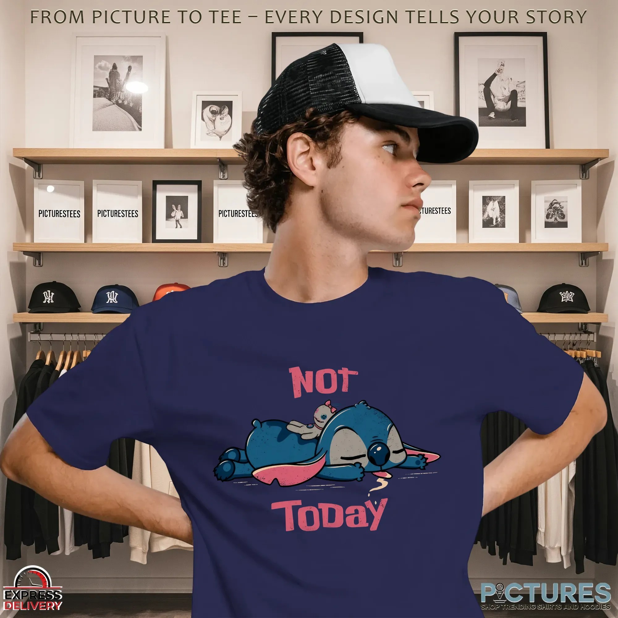Stitch Scrump Not Today Lazy Day Cartoon T Shirt
