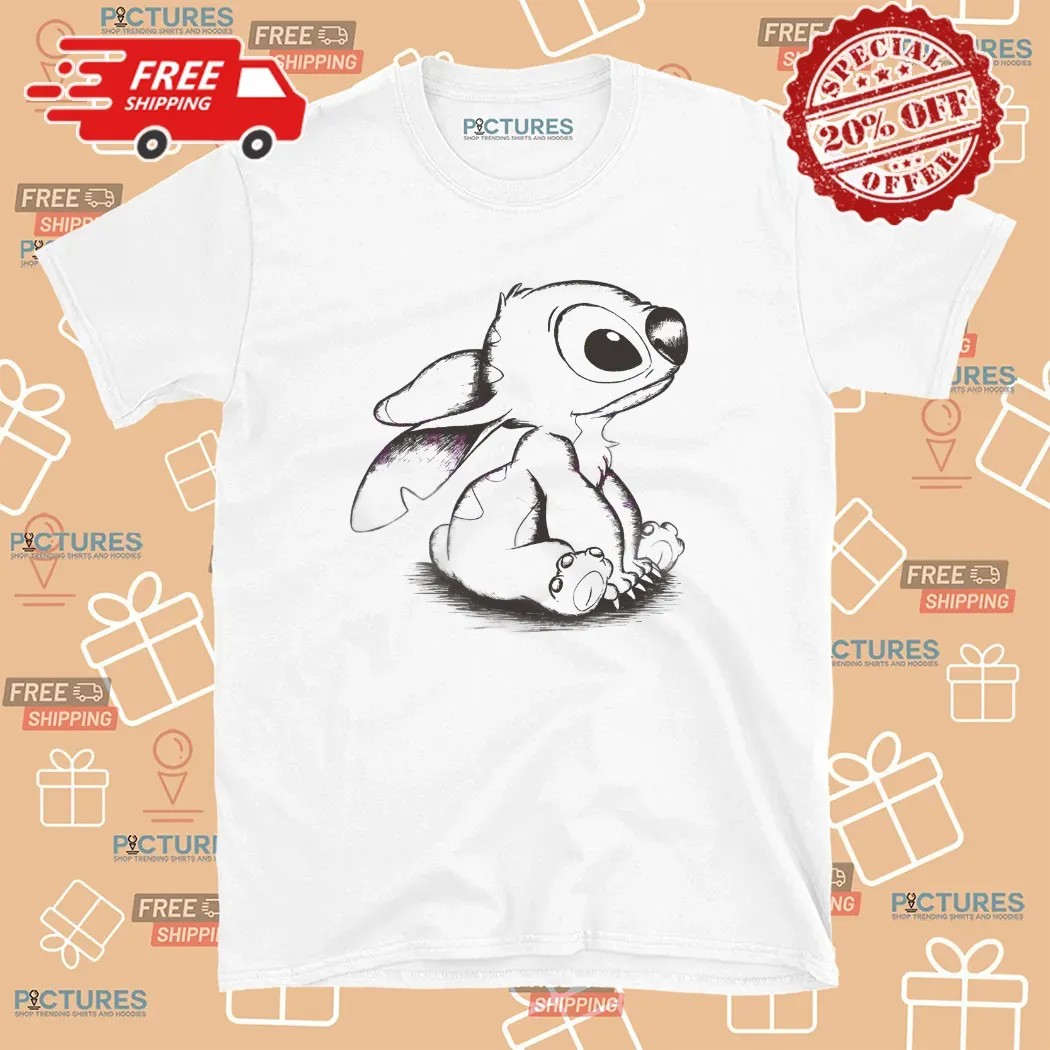 Stitch Sitting Sketch Hand Drawn Style T Shirt