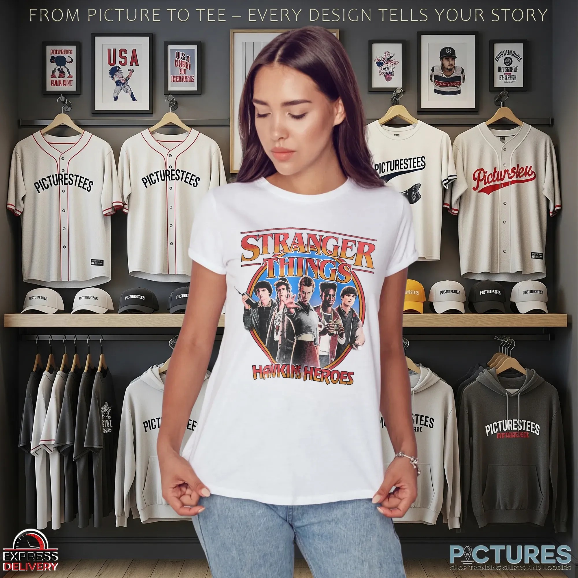 Stranger Things Hawkins Heroes Group T Shirt