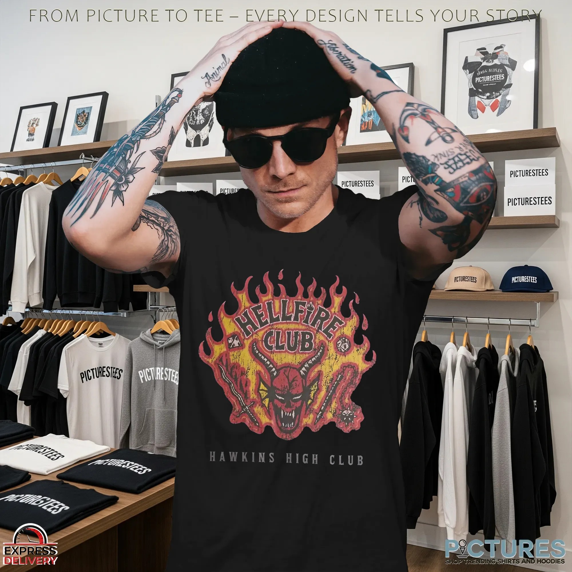 Stranger Things Hellfire Club Flames Retro T Shirt