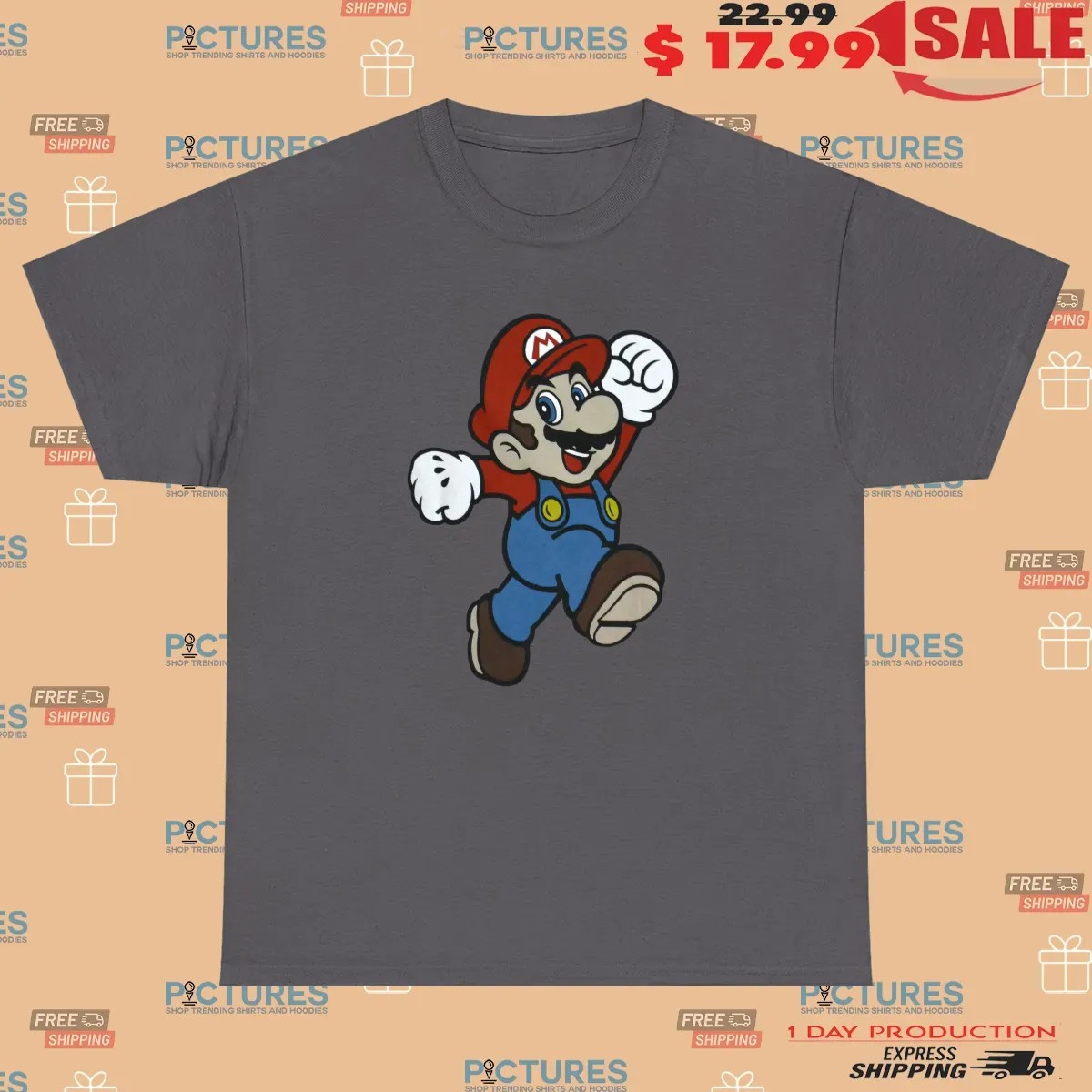 Super Mario Jumping Plumber Video Game Character T Shirt