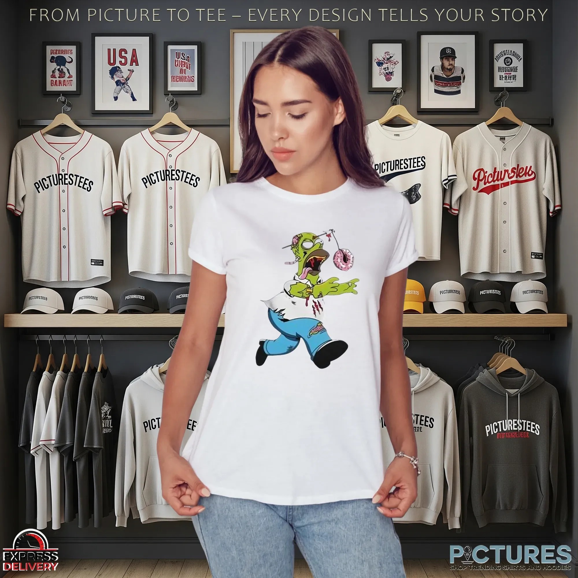 The Simpsons Homer Zombie Donut Head Treehouse of Horror Halloween Shirt