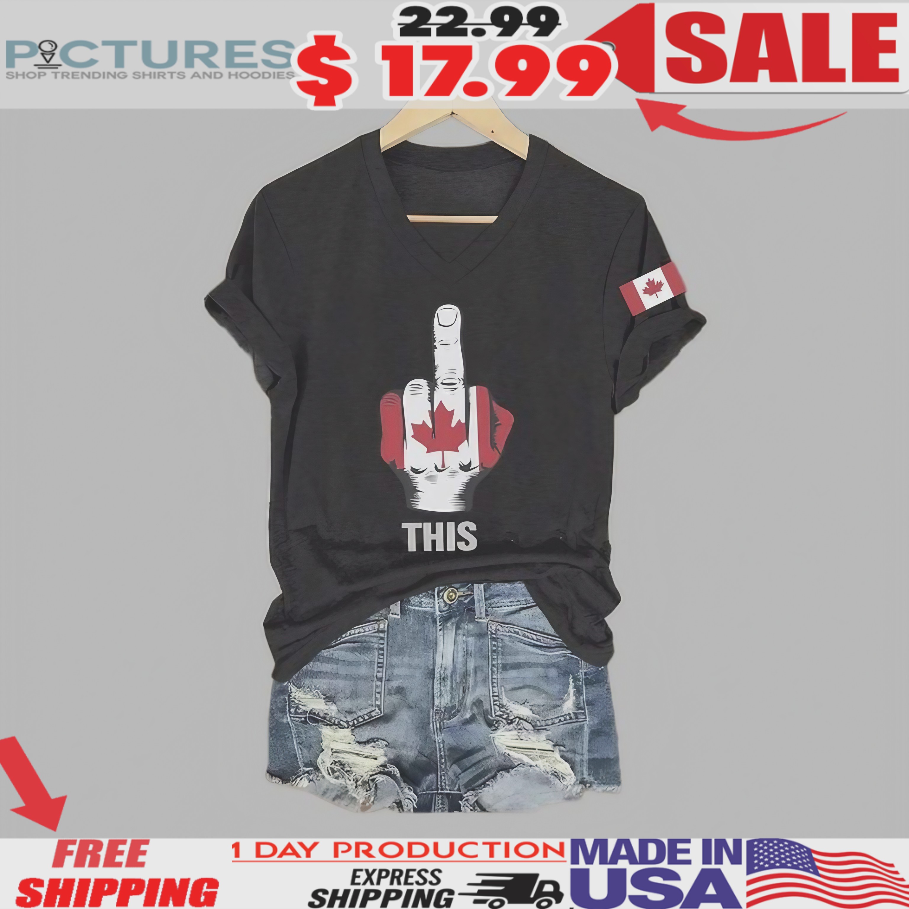 This Middle Finger Canadian Flag Pattern Prime Shirt