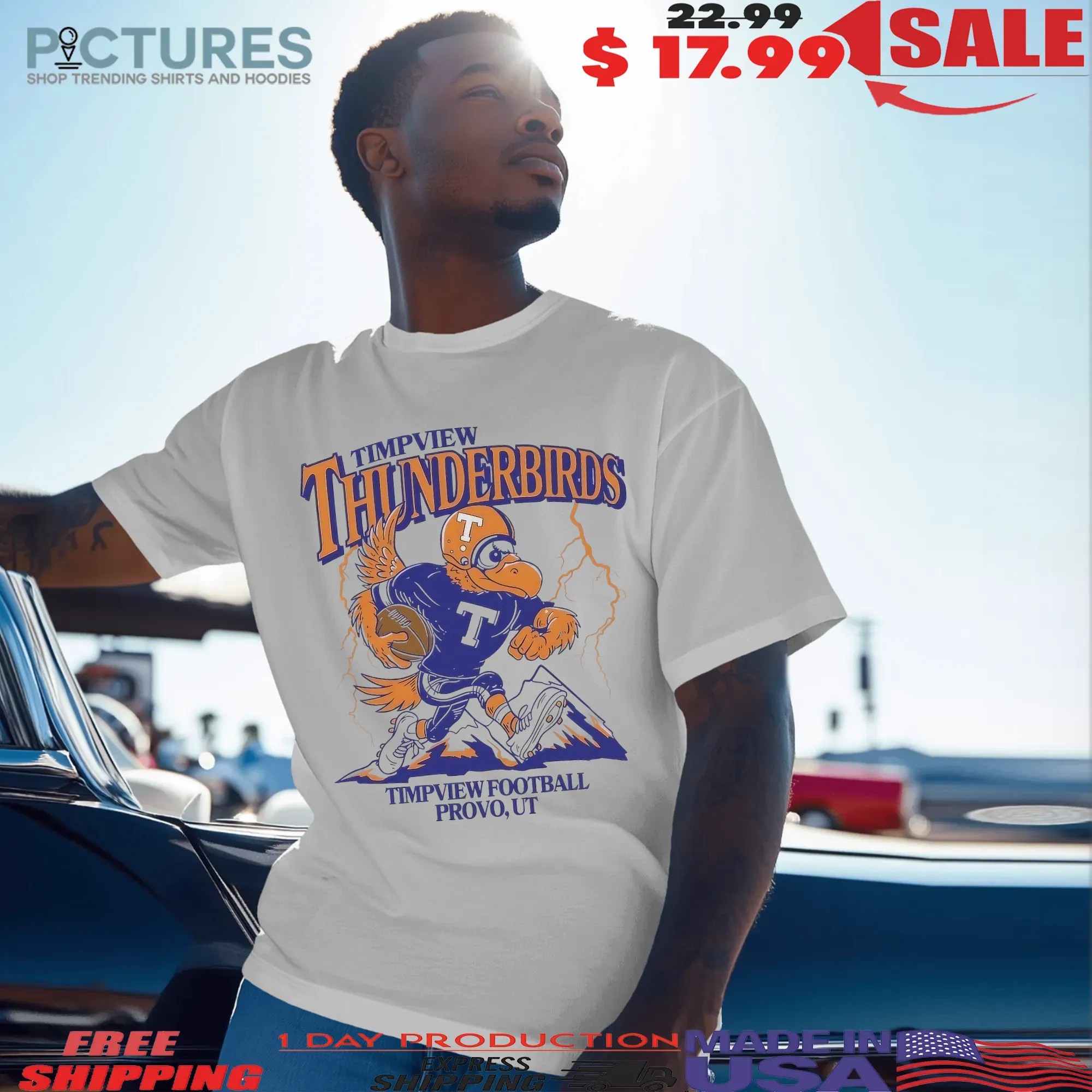 Timpview Thunderbirds Football Provo Mascot Lightning T Shirt
