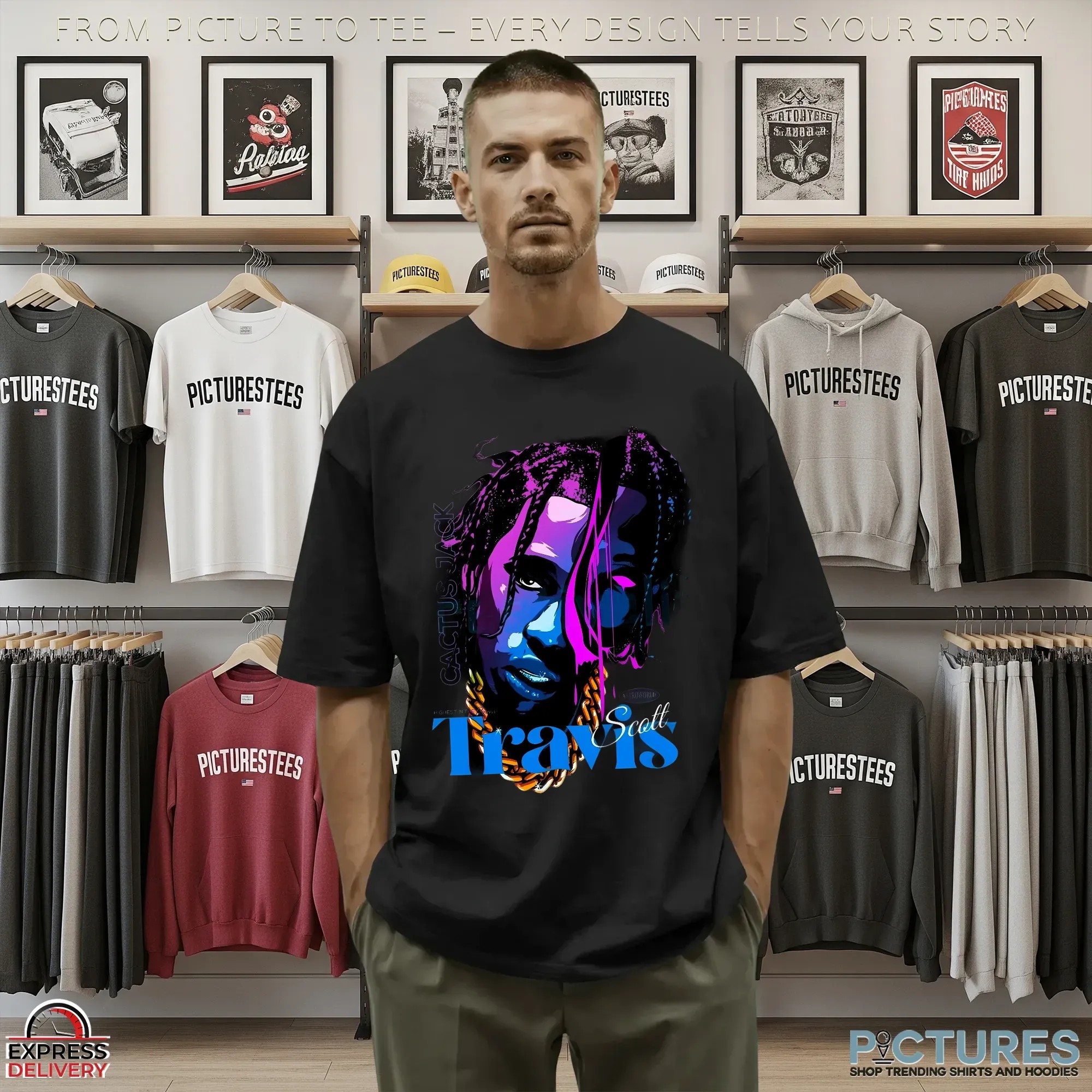 Travis Scott Cactus Jack Neon Graphic T Shirt