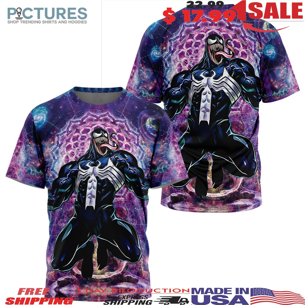 Trippy Venom Marvel All Over Print 3D T Shirt 3 Trippy Venom Marvel All Over Print 3D T Shirt
