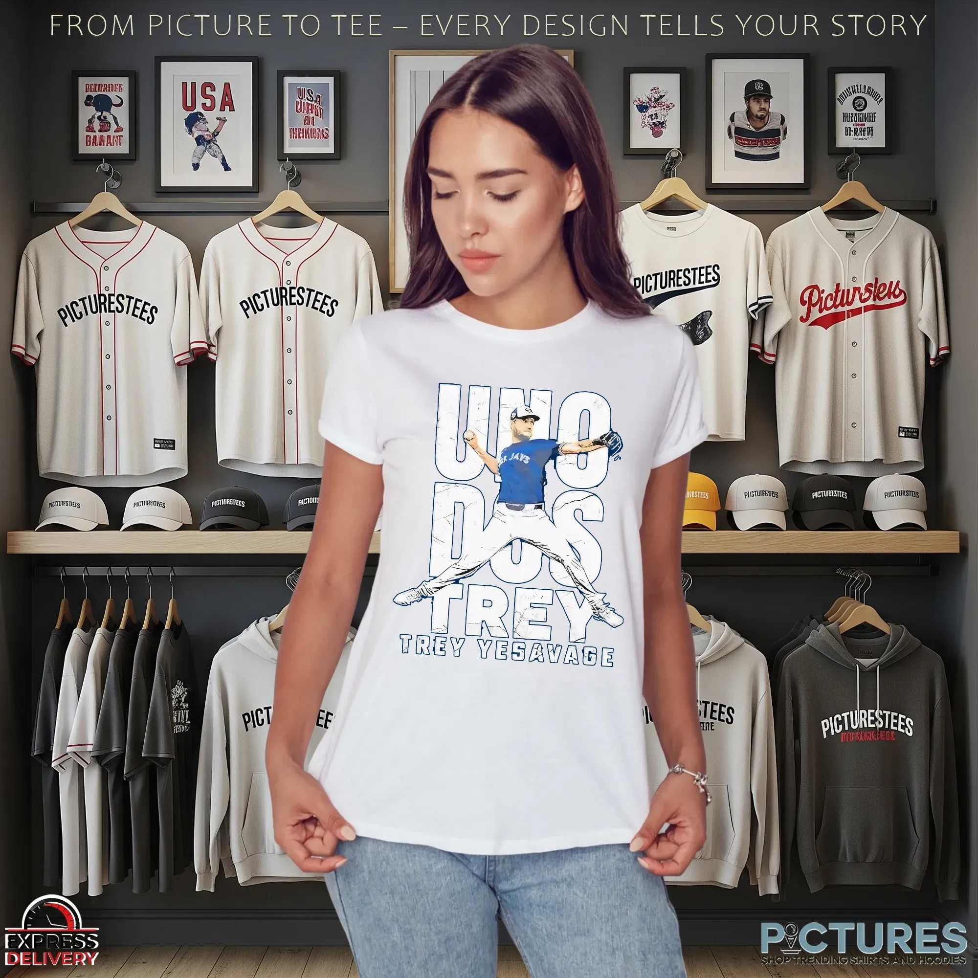 UNO DOS TREY Yesavage Pitcher MLB Graphic T Shirt