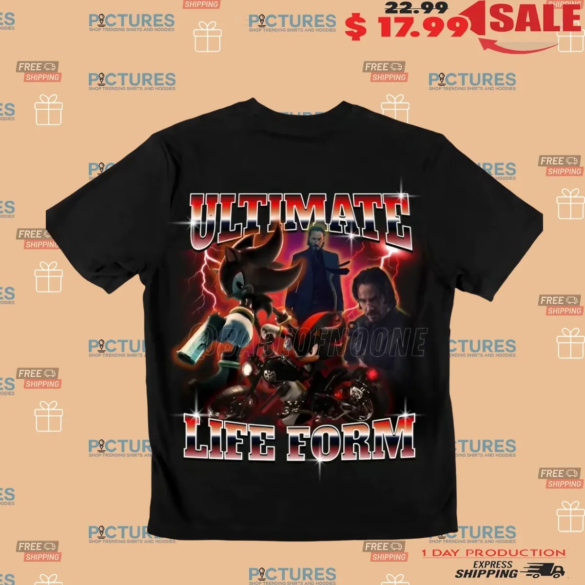 Ultimate Life Form Shadow the Hedgehog and John Wick Mashup Bootleg T Shirt