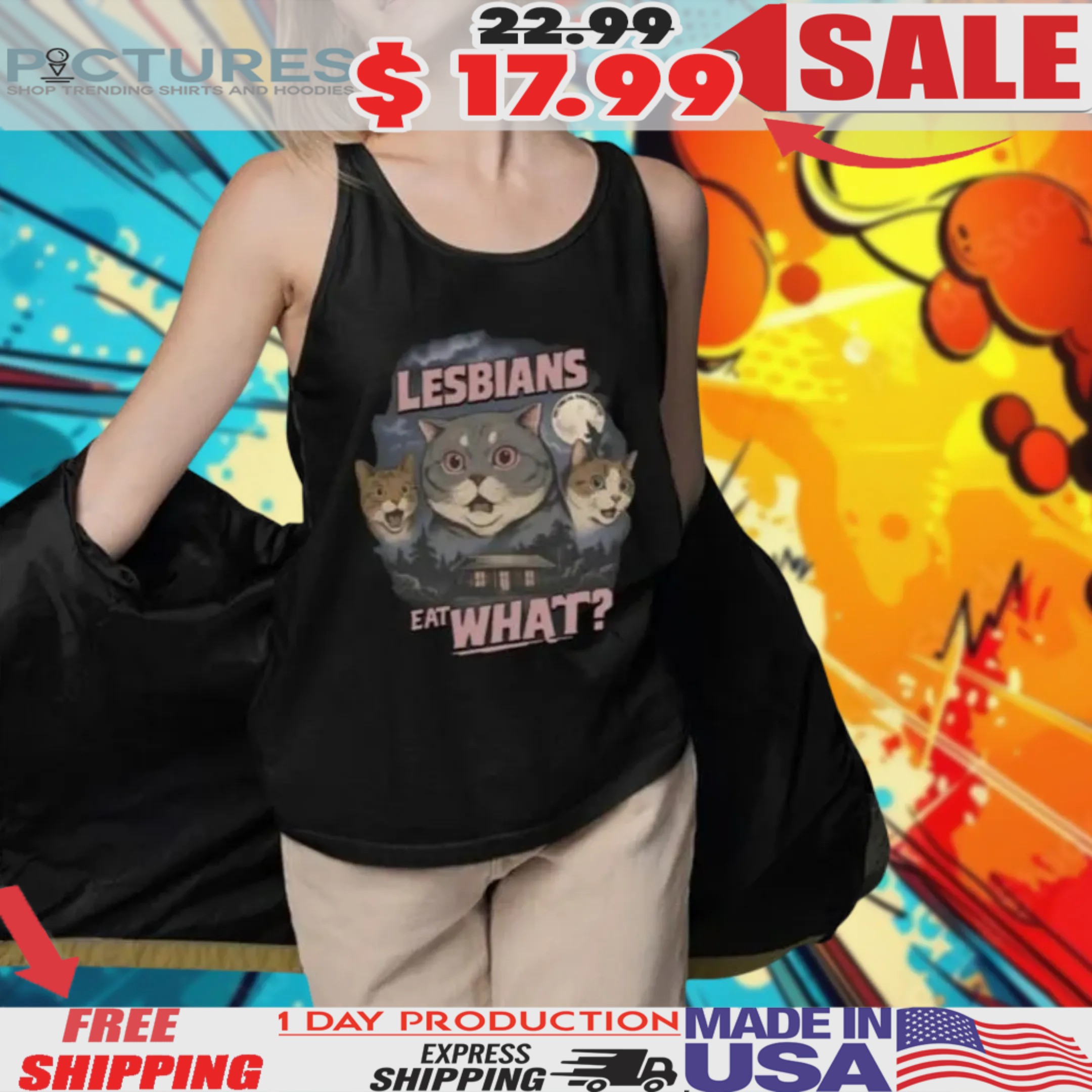 Unethical Threads Cat Lesbians Eat What V2 Shirt