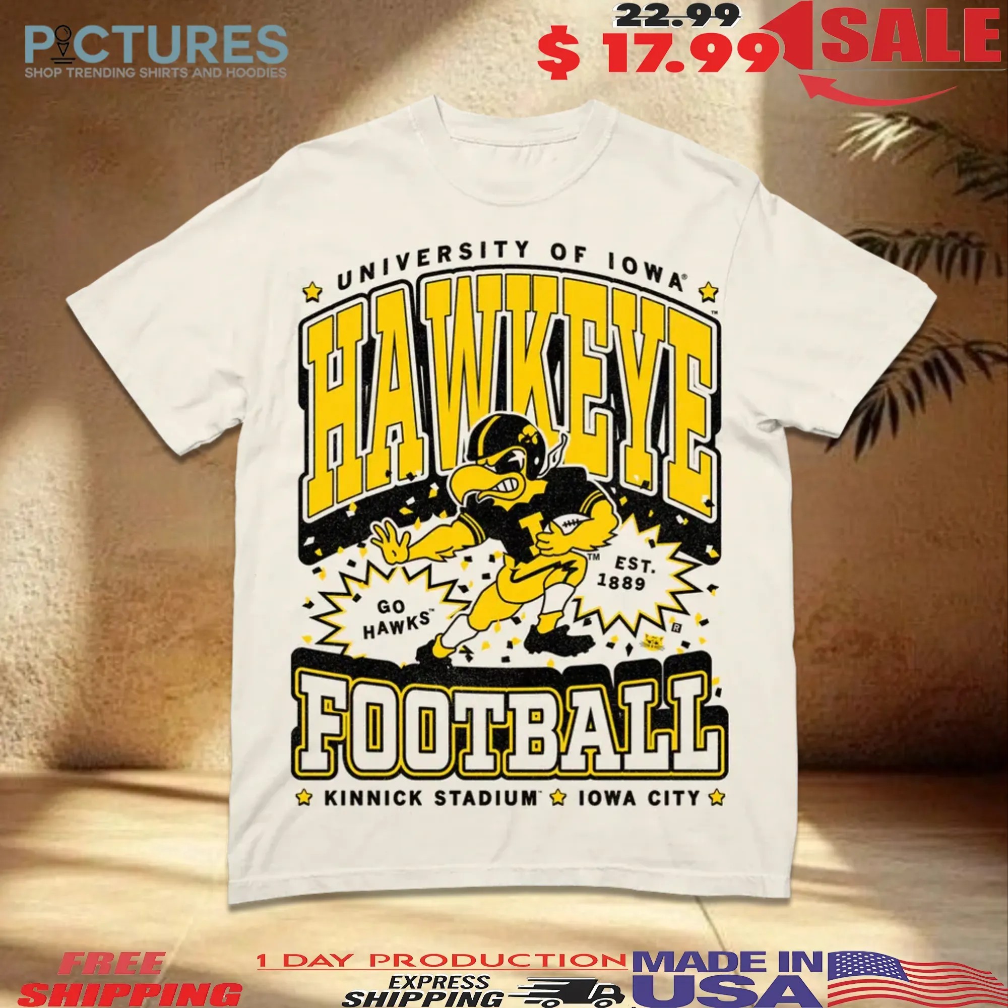 University of Iowa Hawkeyes Football Go Hawks Kinnick Stadium Max Collegiate T Shirt 2 University of Iowa Hawkeyes Football Go Hawks Kinnick Stadium Max Collegiate T Shirt