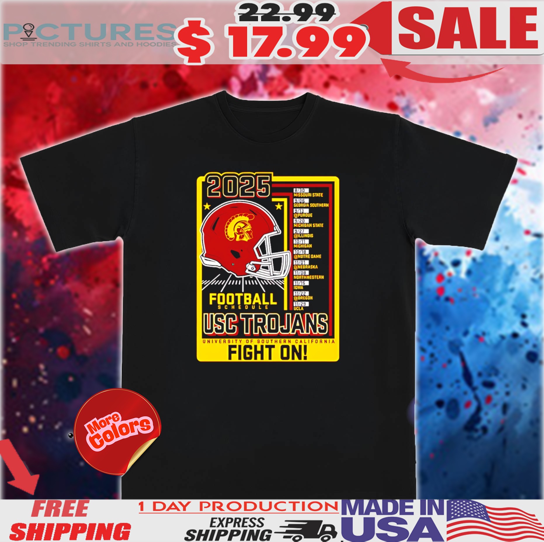 Usc Trojans Football 2025 Big10 Fight On Shirt
