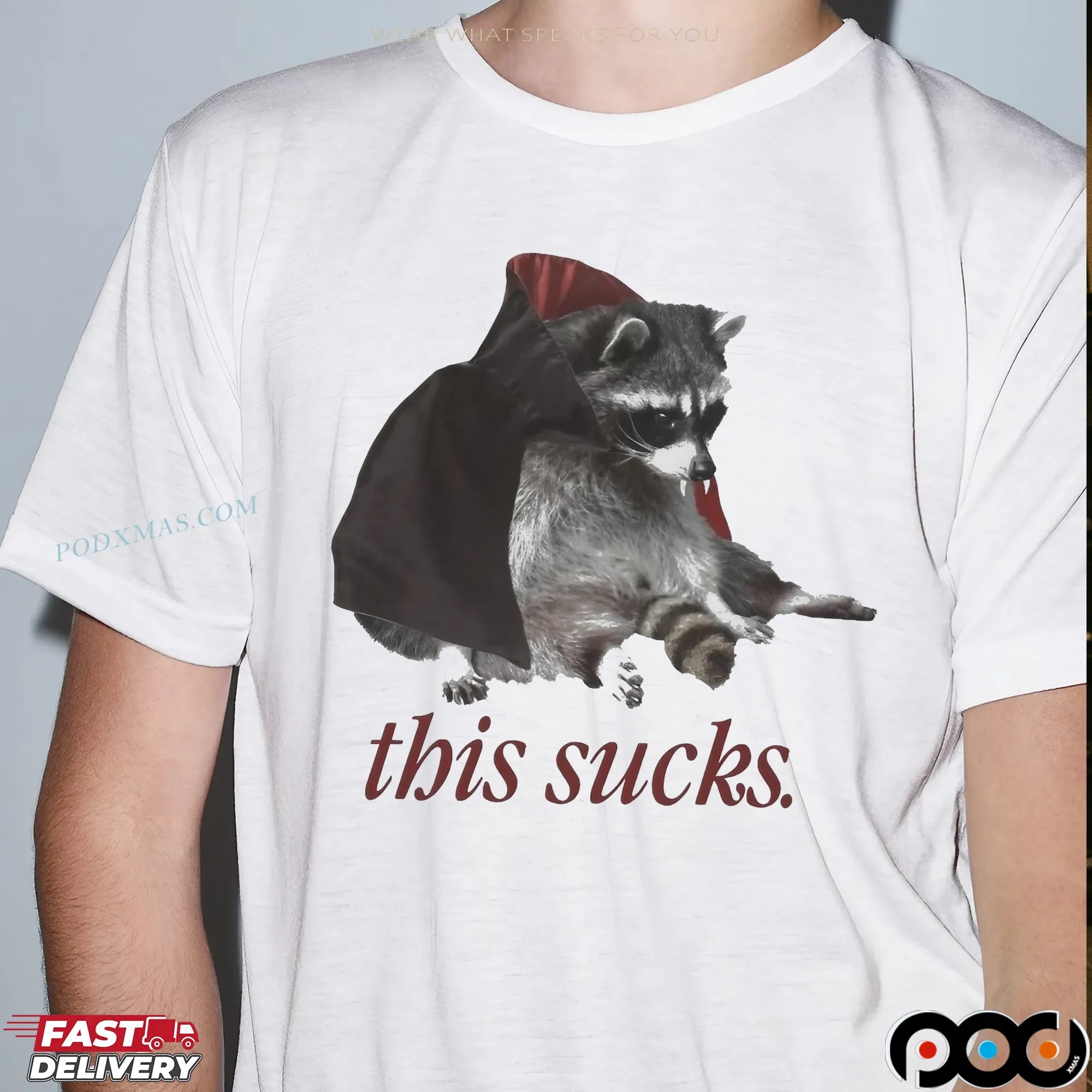 Vampire Raccoon This Sucks Halloween T Shirt