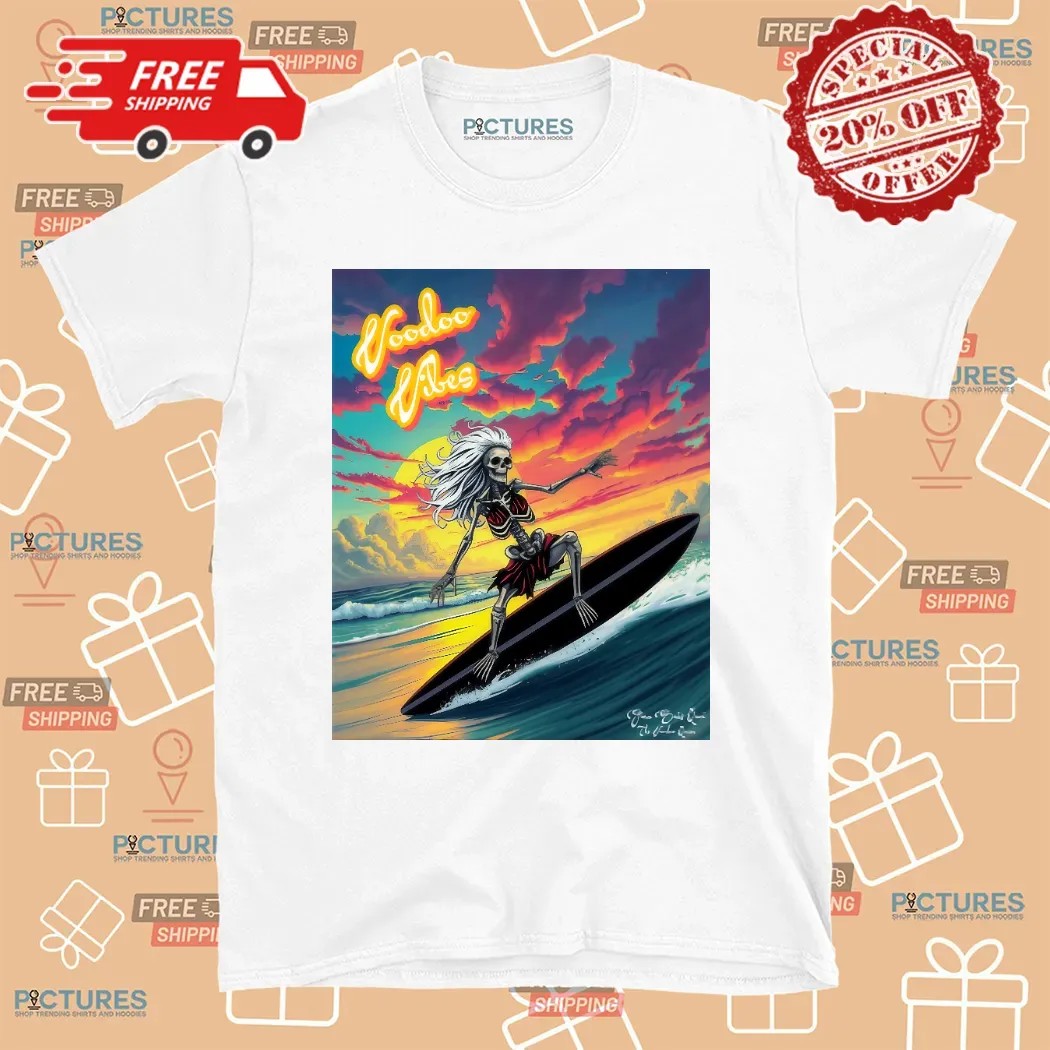 Voodoo Vibes Surfing Skeleton T Shirt