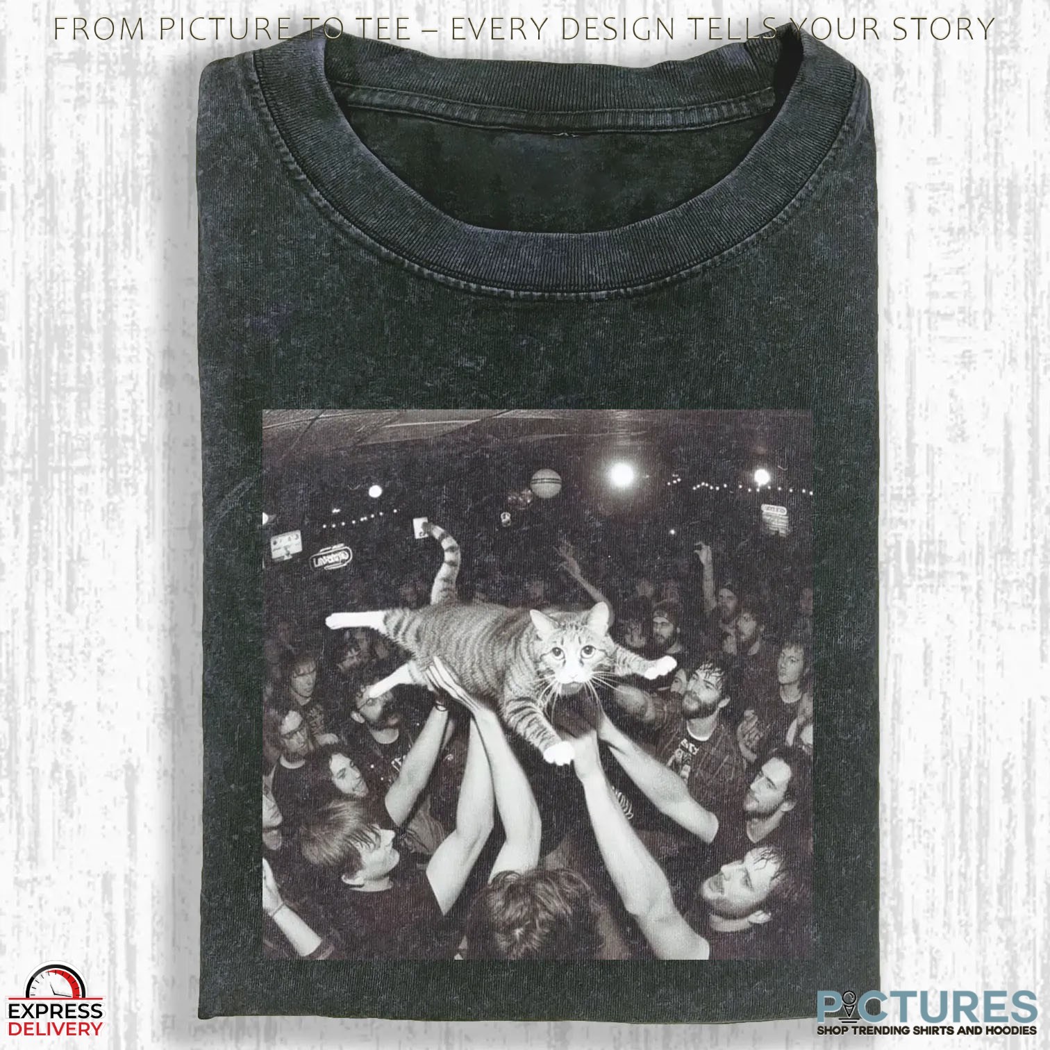Wacky Cat Crowd Surfing Cat Meme T Shirt