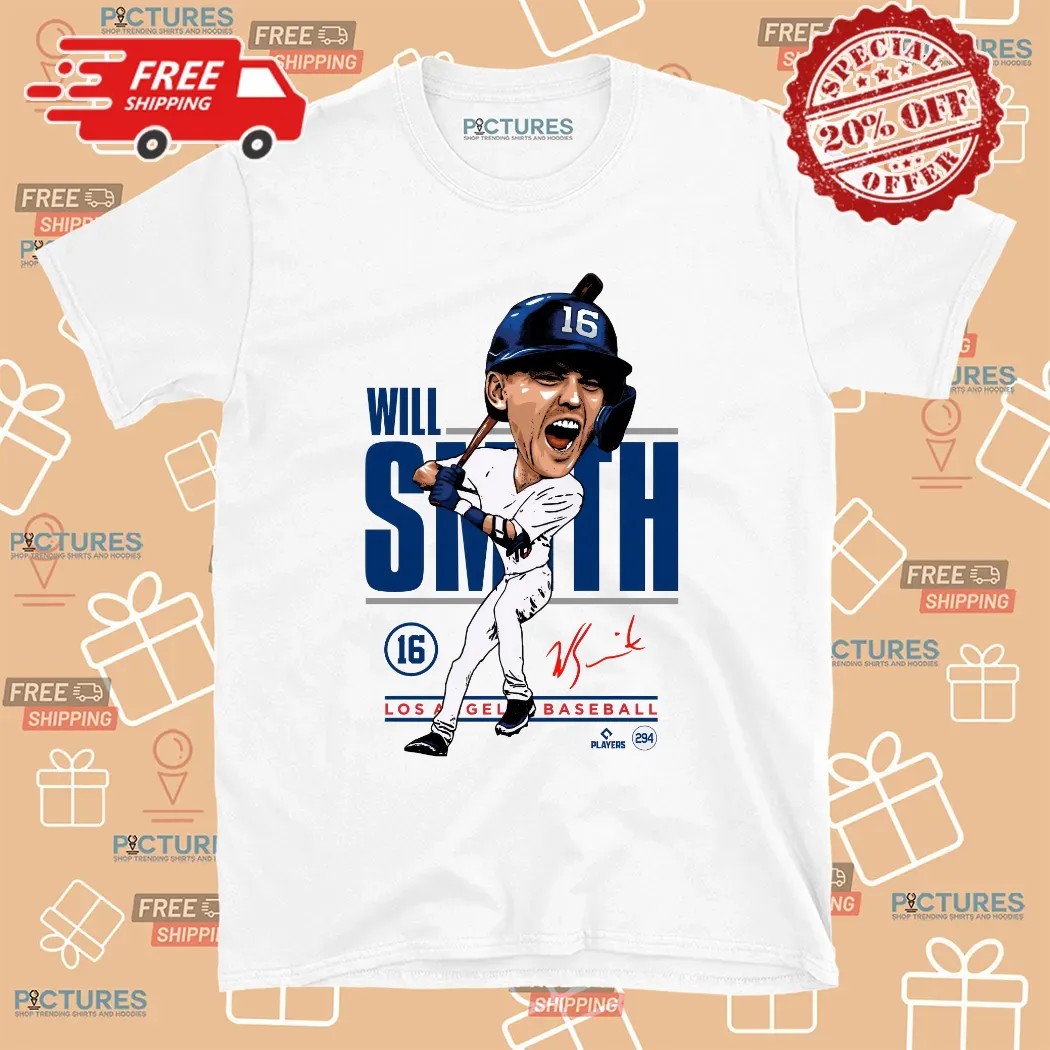 Will Smith Dodgers Caricature Signature T Shirt 8 Will Smith Dodgers Caricature Signature T Shirt