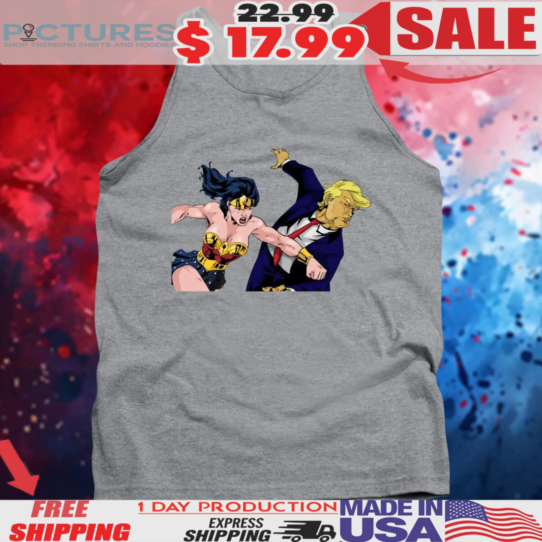 Wonder Woman Punching Donald Trump Face Shirt