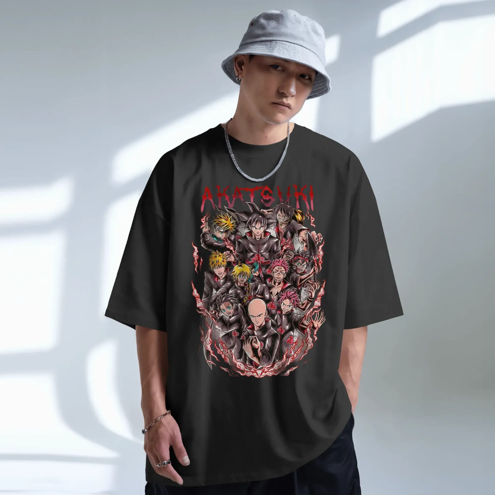Akatsuki Crossover Anime Characters Goku Luffy Naruto T Shirt