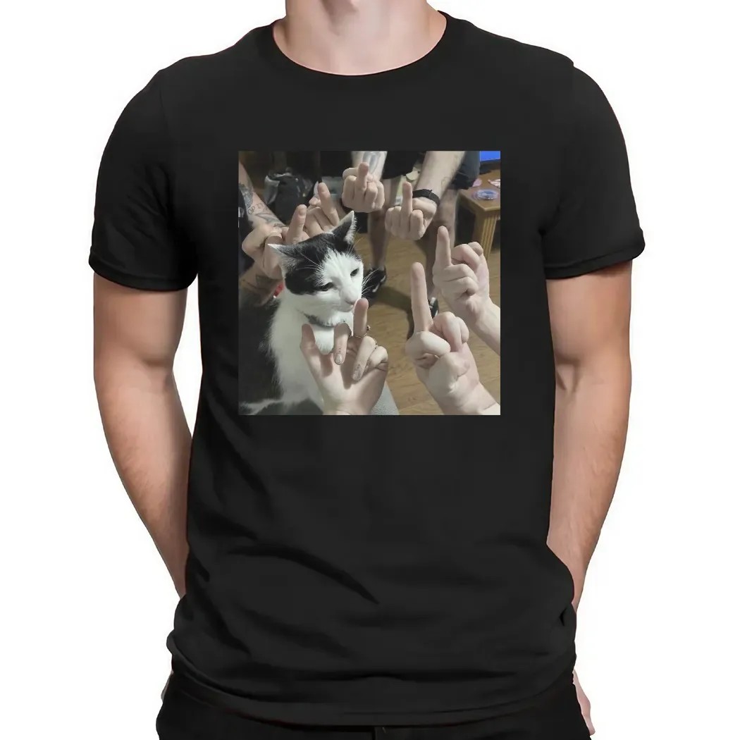 Cat Surrounded By Middle Fingers Meme Shirt