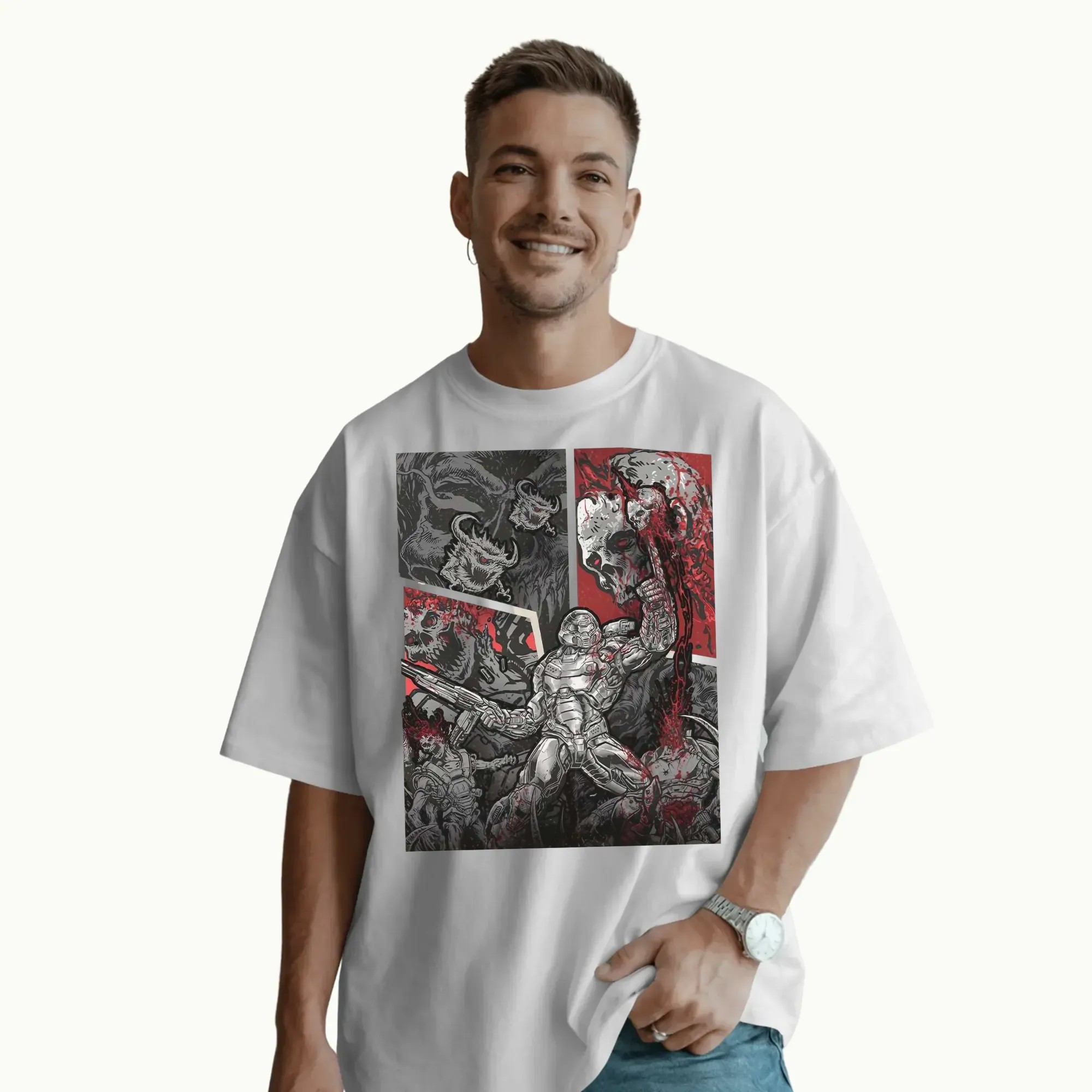 DOOM Slayer Demon Killer Comic Panel T Shirt