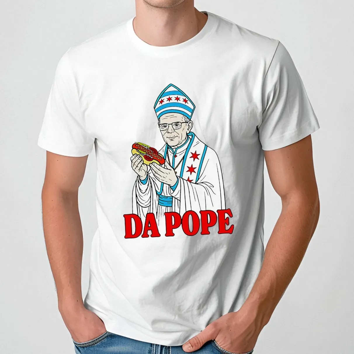 Da Pope Holding Hot Dog Meme T Shirt