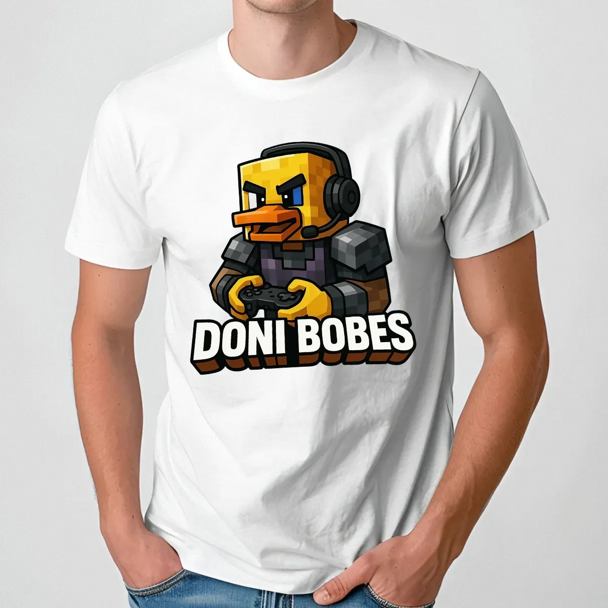 Doni Bobes Gamer Pixel Art Duck Minecraft T Shirt