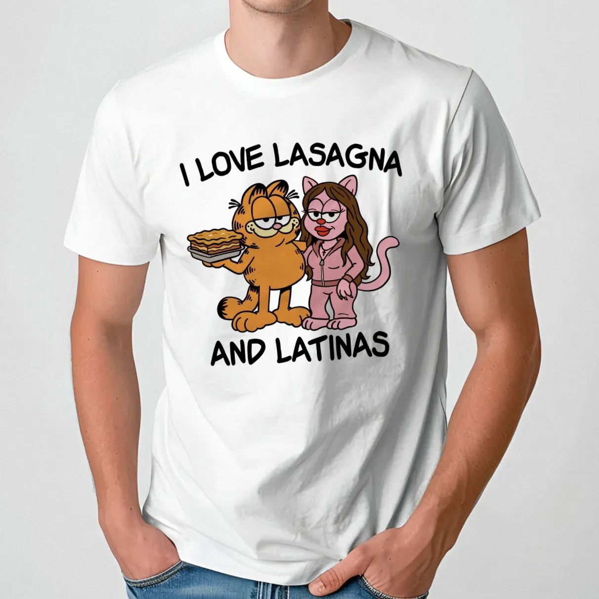 Garfield I Love Lasagna and Latinas Parody T Shirt