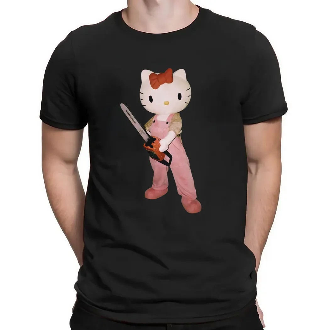 Hello Kitty Holding Chainsaw Meme T Shirt